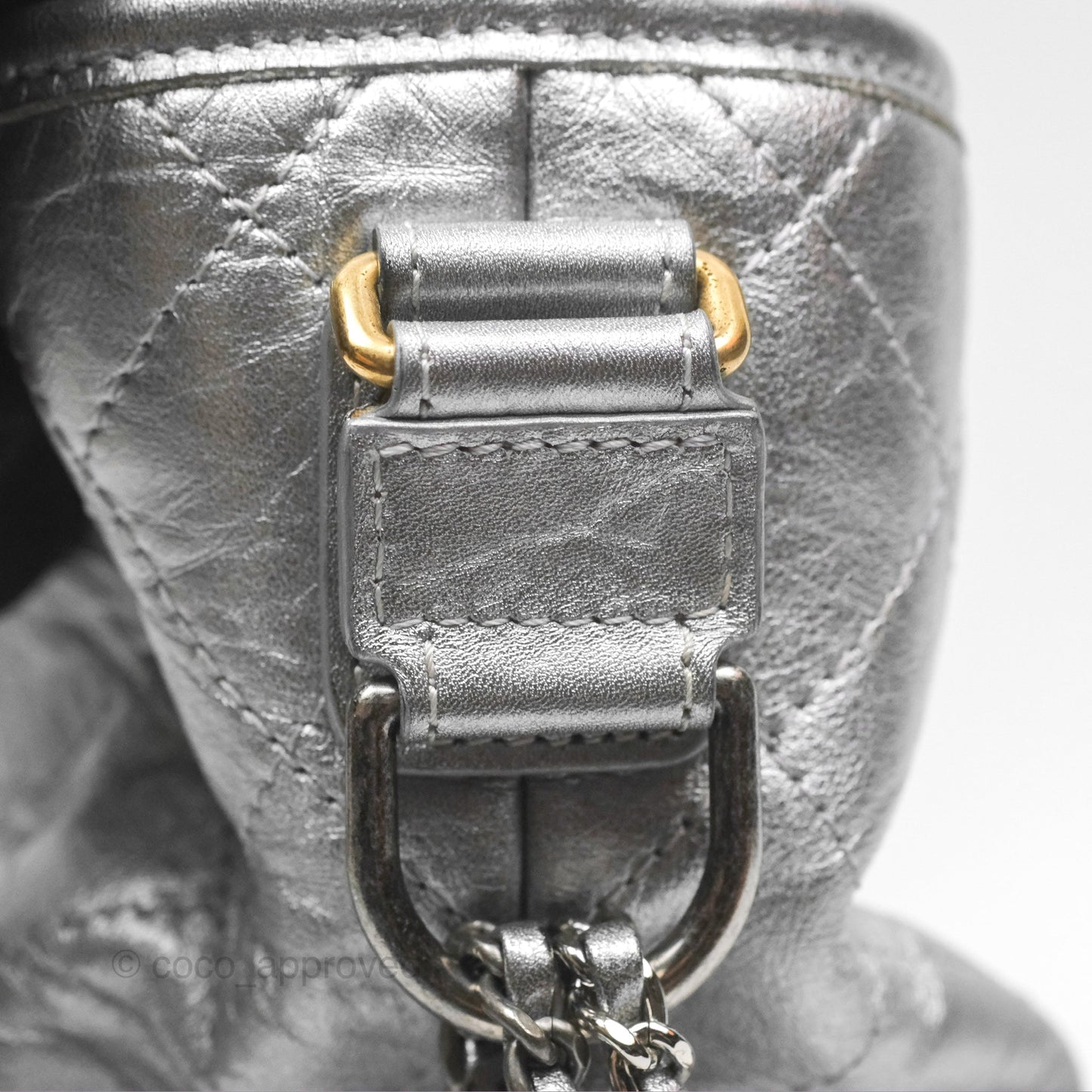 Chanel Large Gabrielle Hobo Metallic Silver Aged Calfskin Mixed Hardware