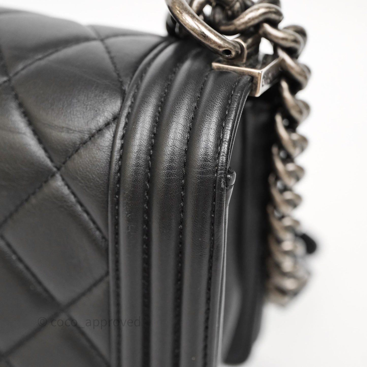 Chanel Quilted Medium Boy Black Lambskin Ruthenium Hardware