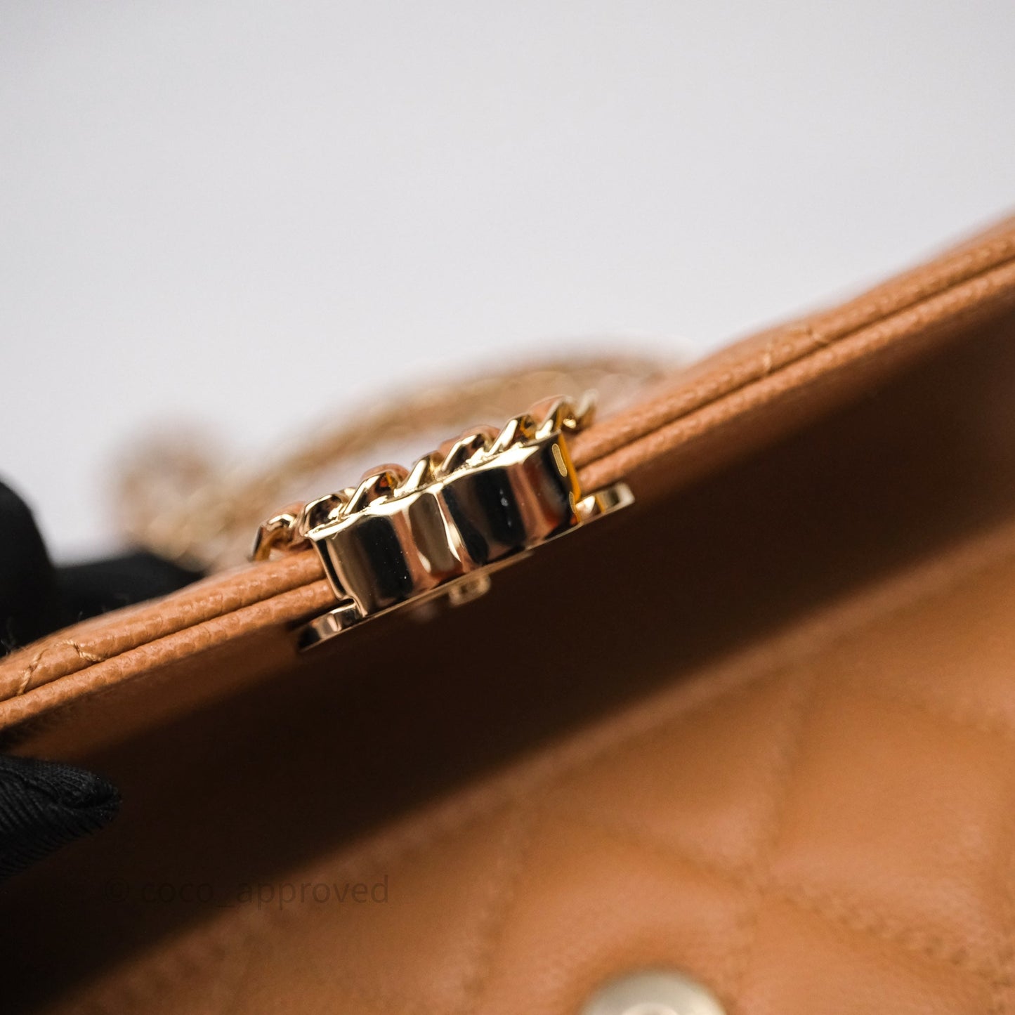 Chanel Kelly Clutch Top Handle Dark Beige Caviar Bag Light Gold hardware