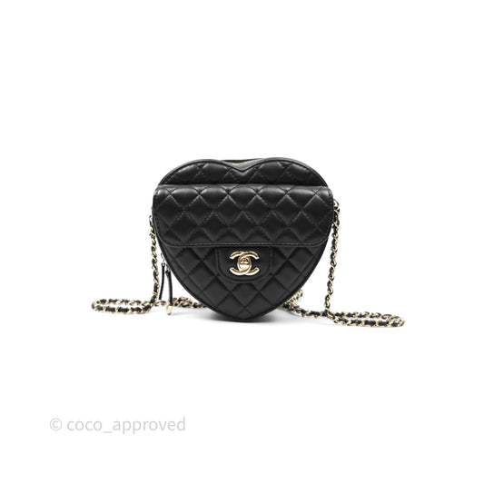 Chanel Large Heart Bag Black Lambskin Gold Hardware 22S