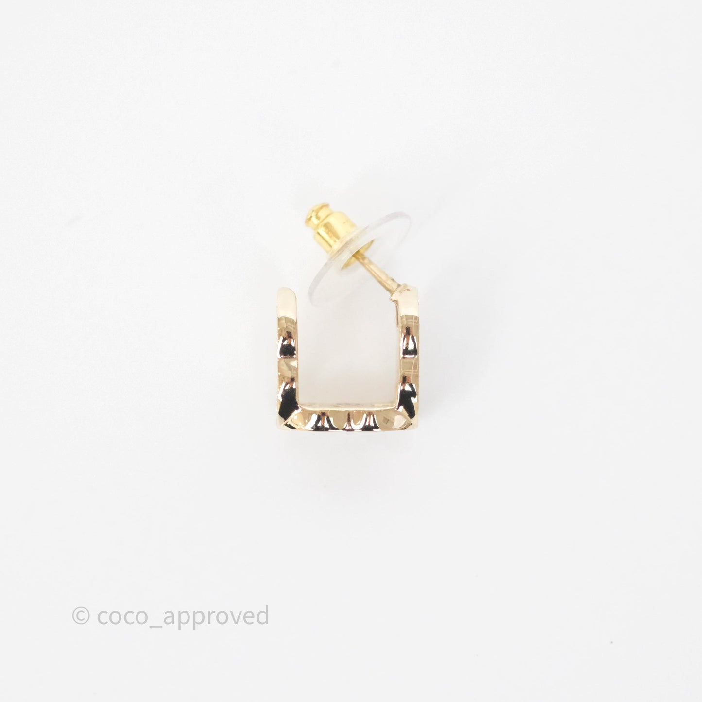 Chanel CC Crystals Square Earrings Gold Tone 23B