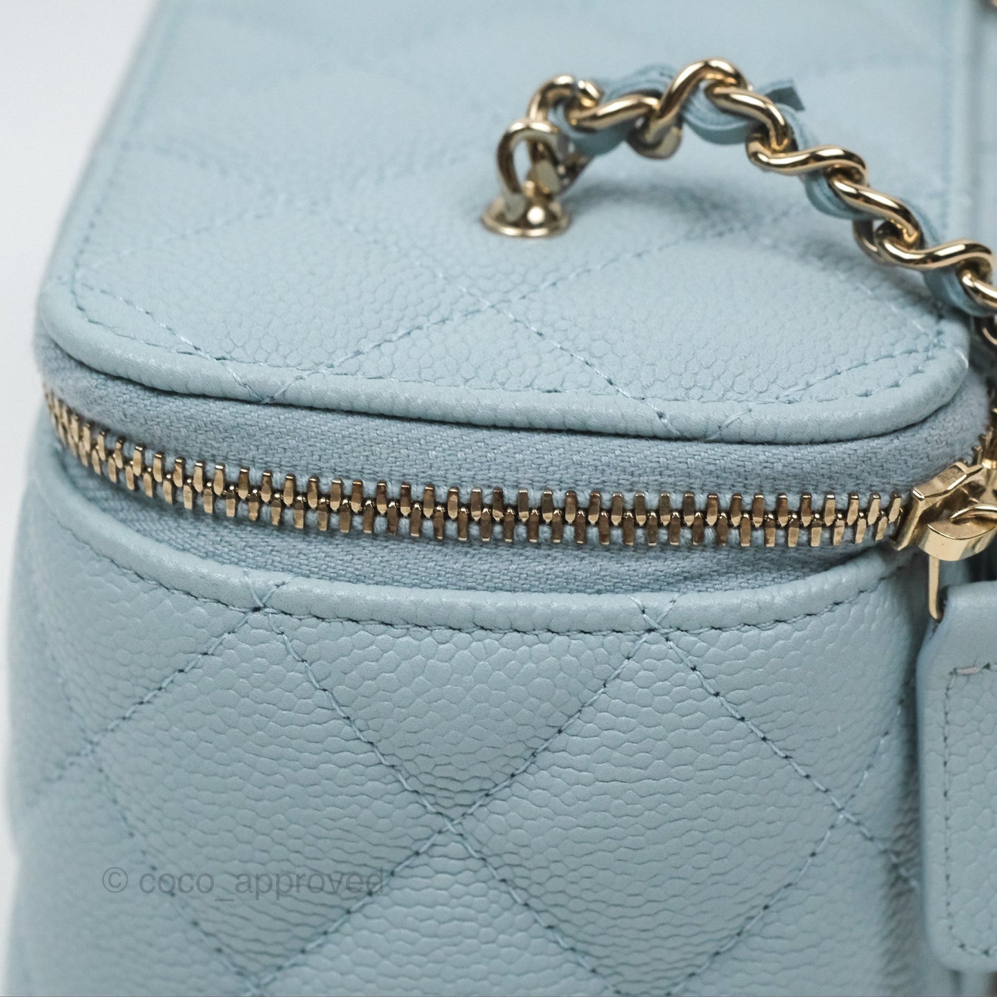 Chanel Vanity with CC Chain Light Blue Caviar Gold Hardware