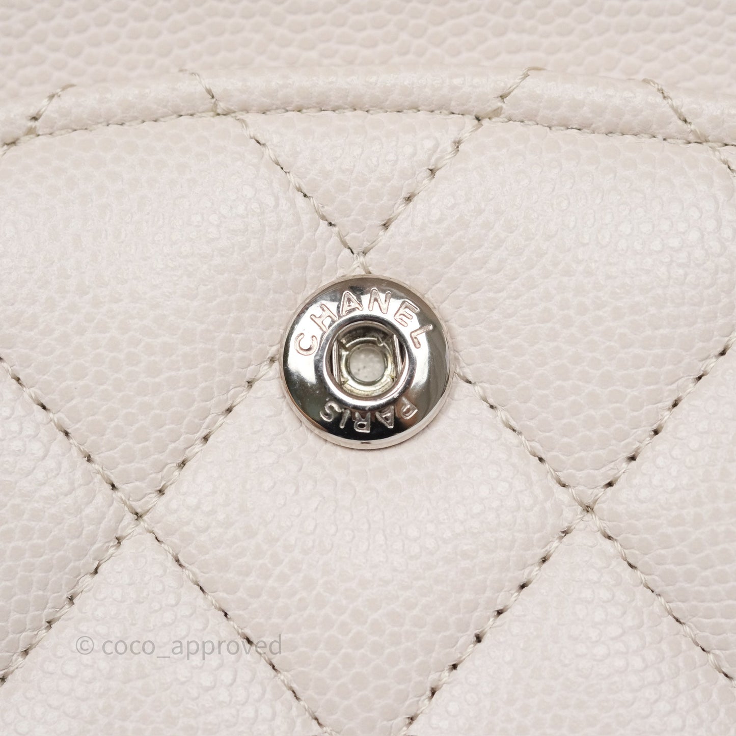 Chanel Classic M/L Medium Flap Quilted Stone Ivory Caviar Silver Hardware