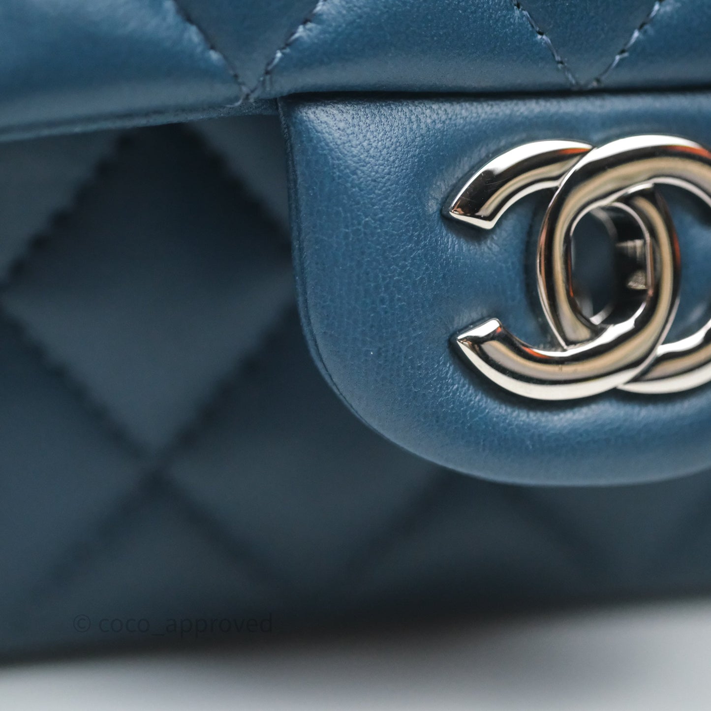 Chanel Mini Rectangular Quilted Navy Lambskin Silver Hardware