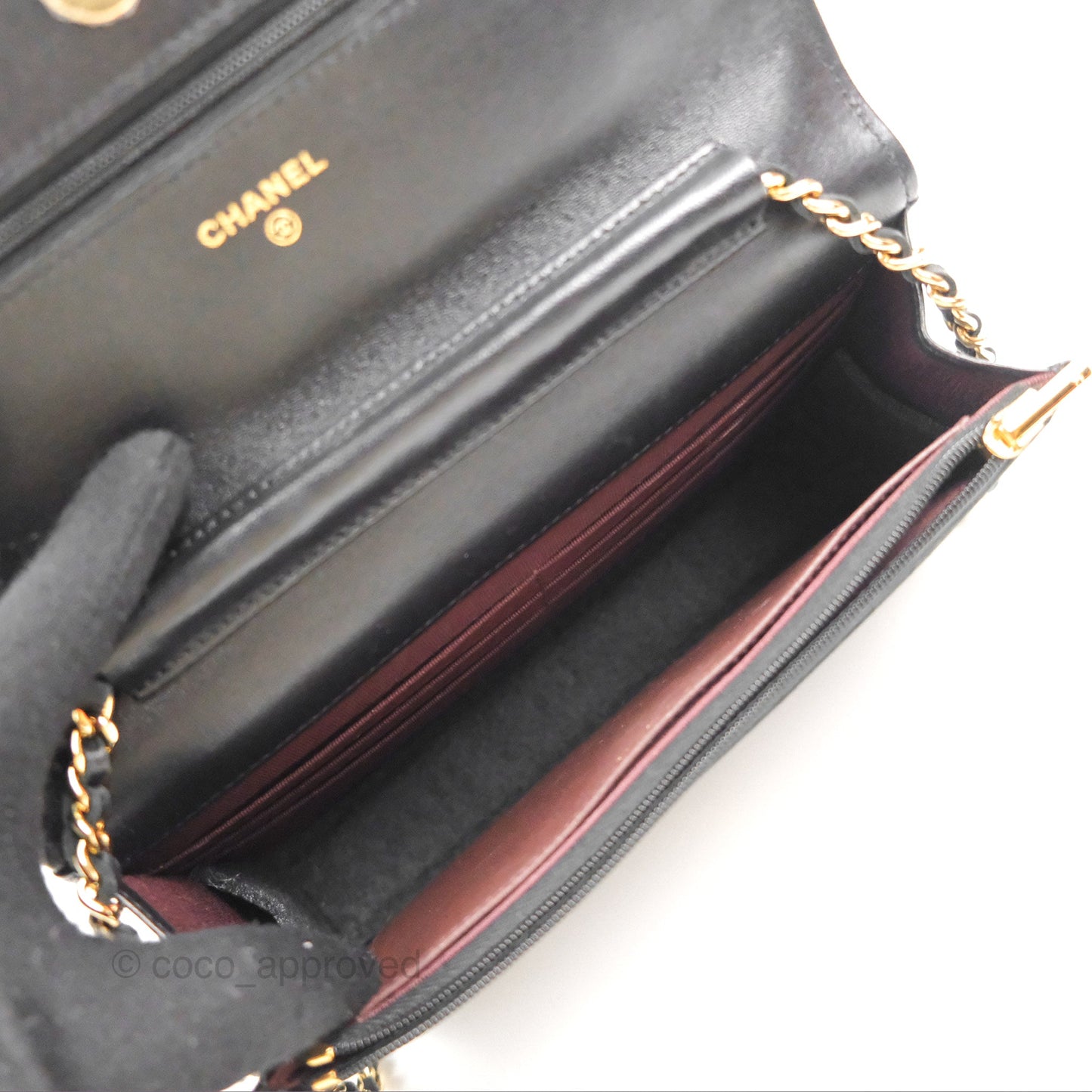 Chanel Classic Quilted Wallet on Chain WOC Black Lambskin Gold Hardware