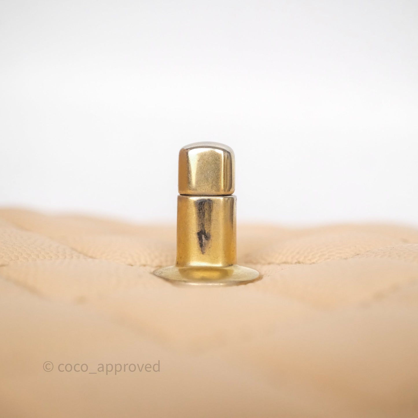 Chanel Small Coco Handle Quilted Beige Caviar Aged Gold Hardware