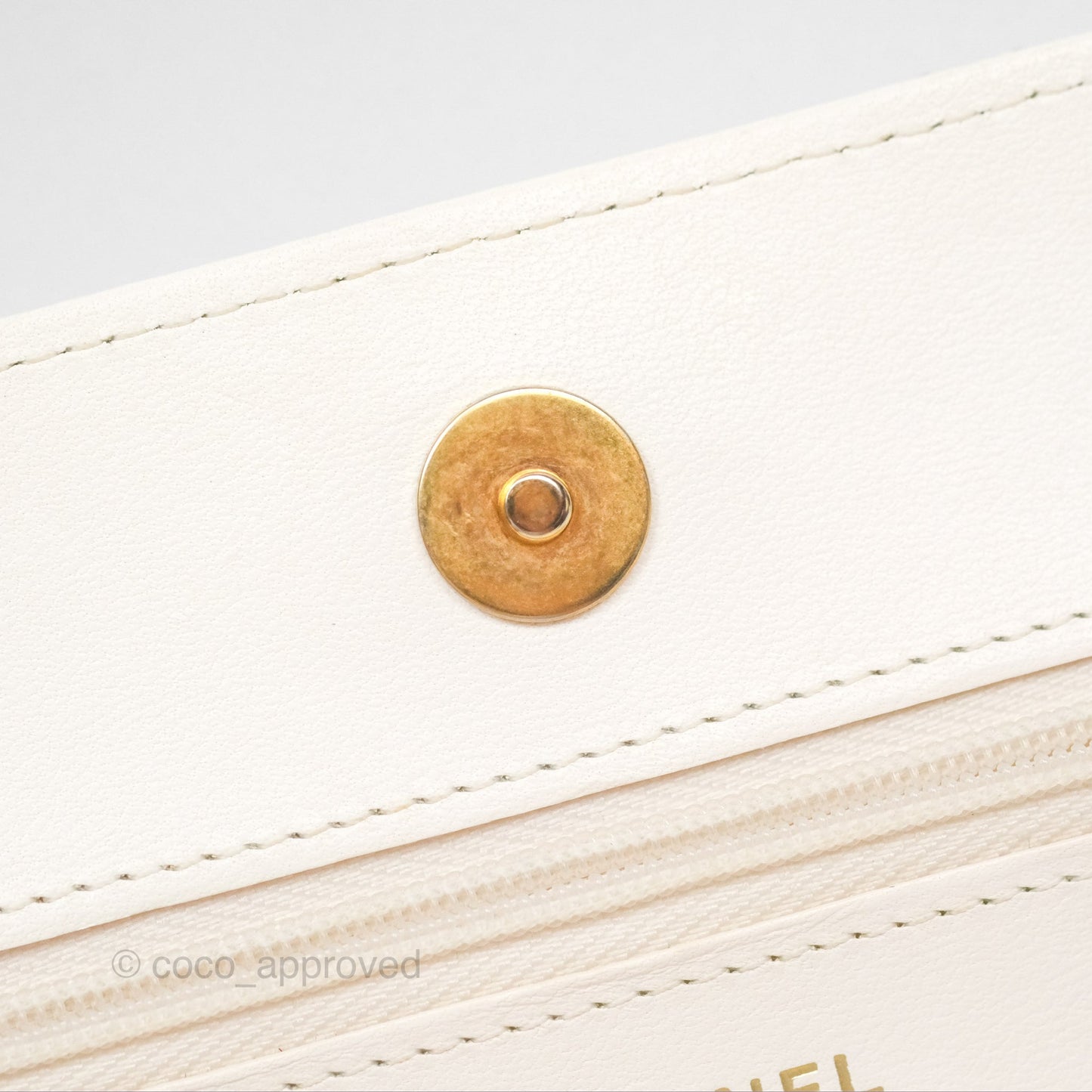 Chanel Quilted Wallet on Chain WOC Coco Heart Chain White Lambskin Aged Gold Hardware 22K