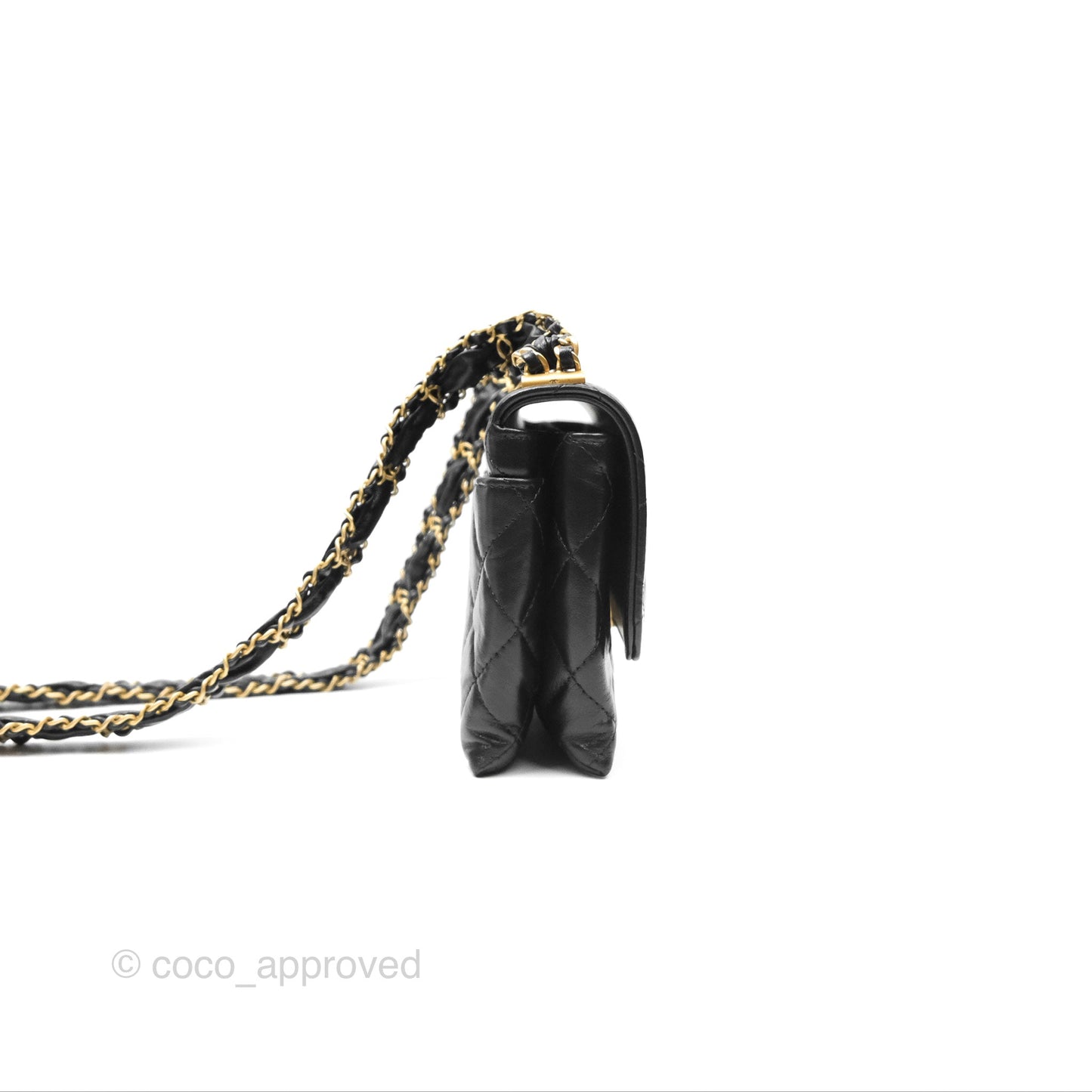 Chanel Mini Flap Bag Black Aged Calfskin Aged Gold Hardware 23K