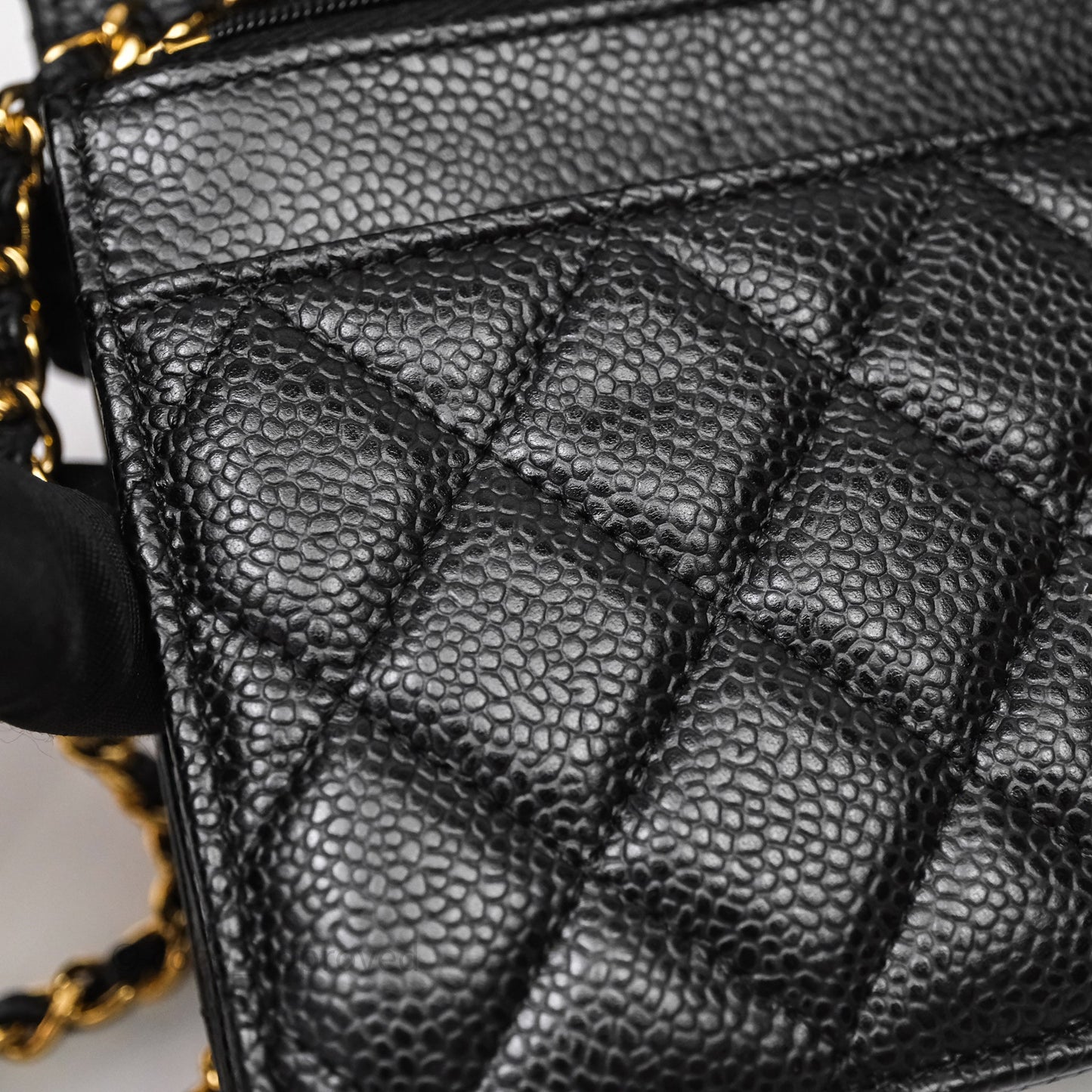 Chanel Quilted WOC Black Caviar Gold Hardware