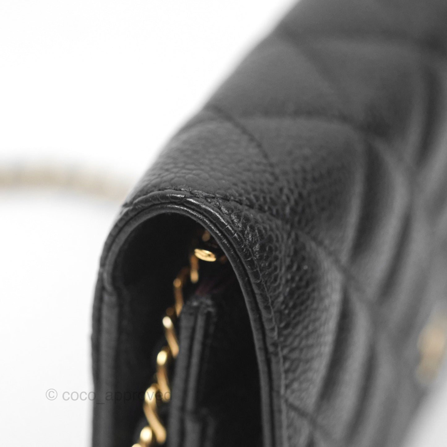 Chanel Classic Wallet On Chain WOC Quilted Black Caviar Gold Hardware