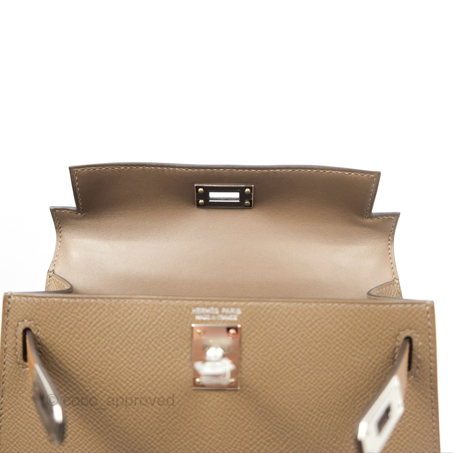 Hermès Mini Kelly II Etoupe 18/Alezan 3G/Biscuit 48 Epsom Palladium Hardware