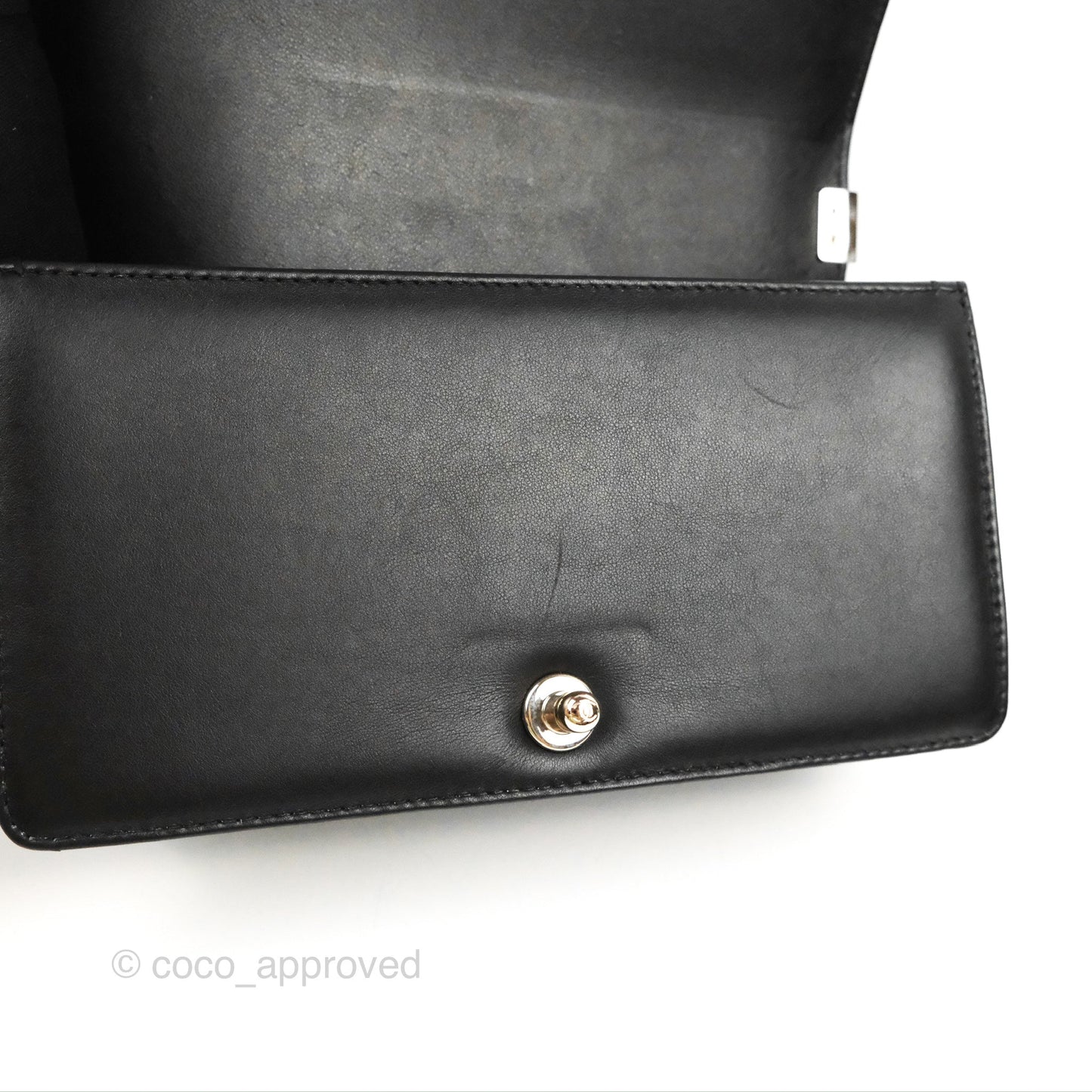 Chanel Chevron Braid Around Chain Boy Black Calfskin Silver Hardware