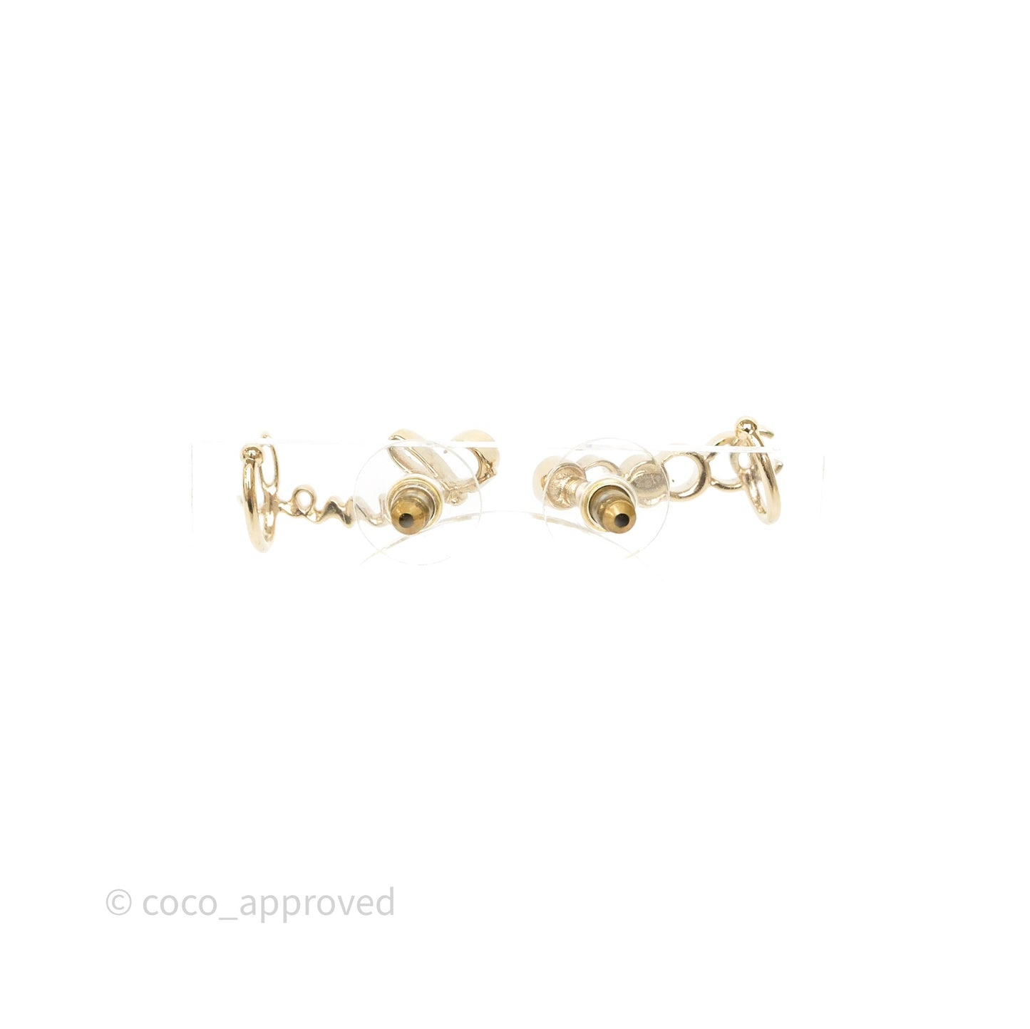 Chanel CC Coco Crystal Earrings Ear Cuff Gold Tone 22P