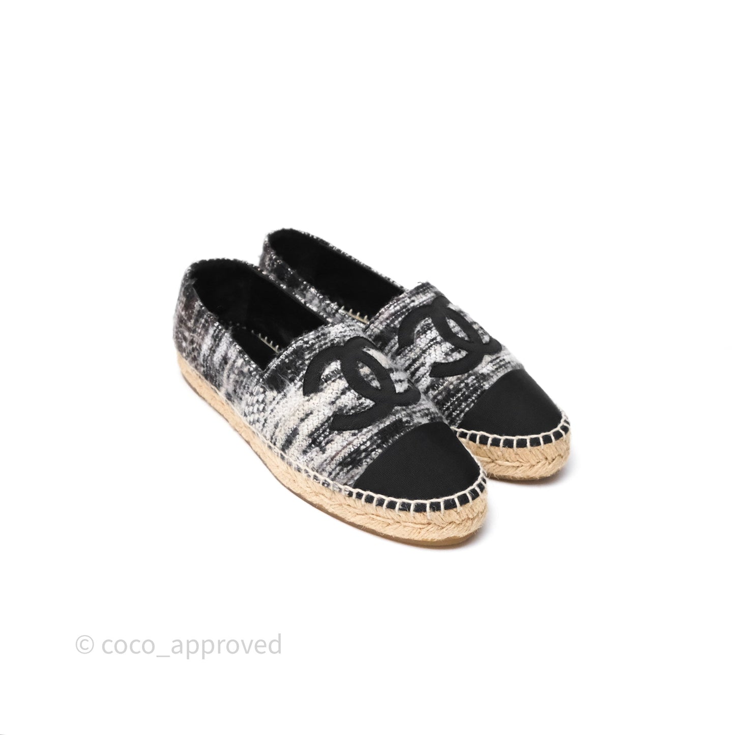 Chanel Espadrille Black Tweed Size 38