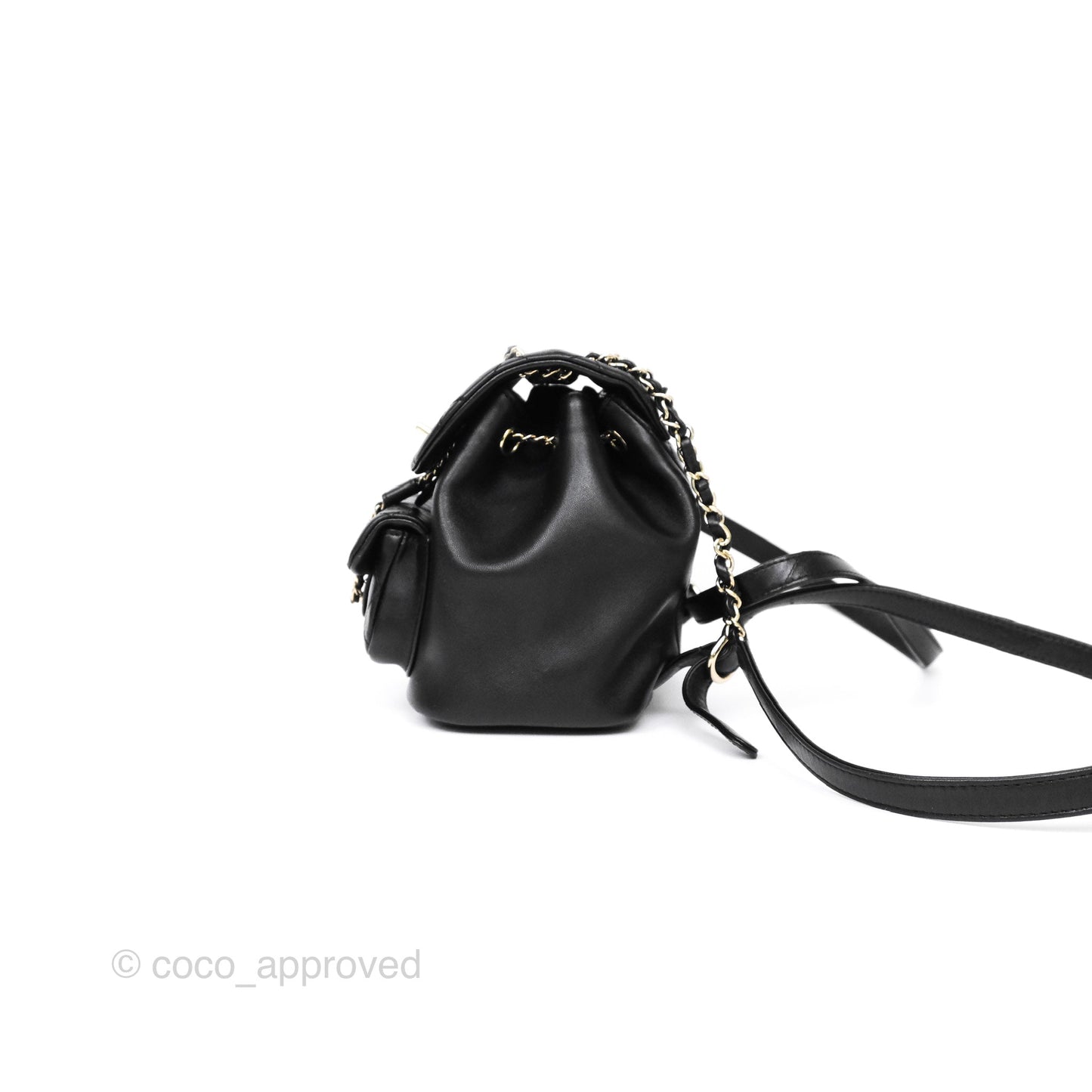 Chanel Small Duma Drawstring Backpack Black Lambskin Gold Hardware
