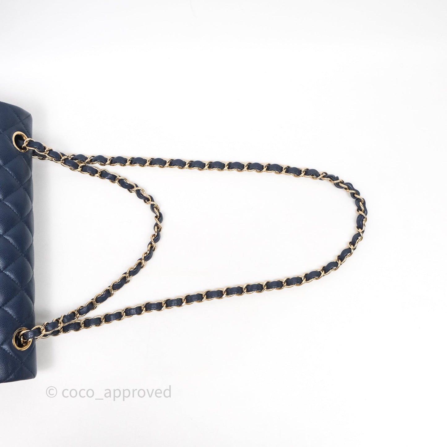Chanel Medium Classic Flap Quilted Dark Blue Caviar Gold Hardware