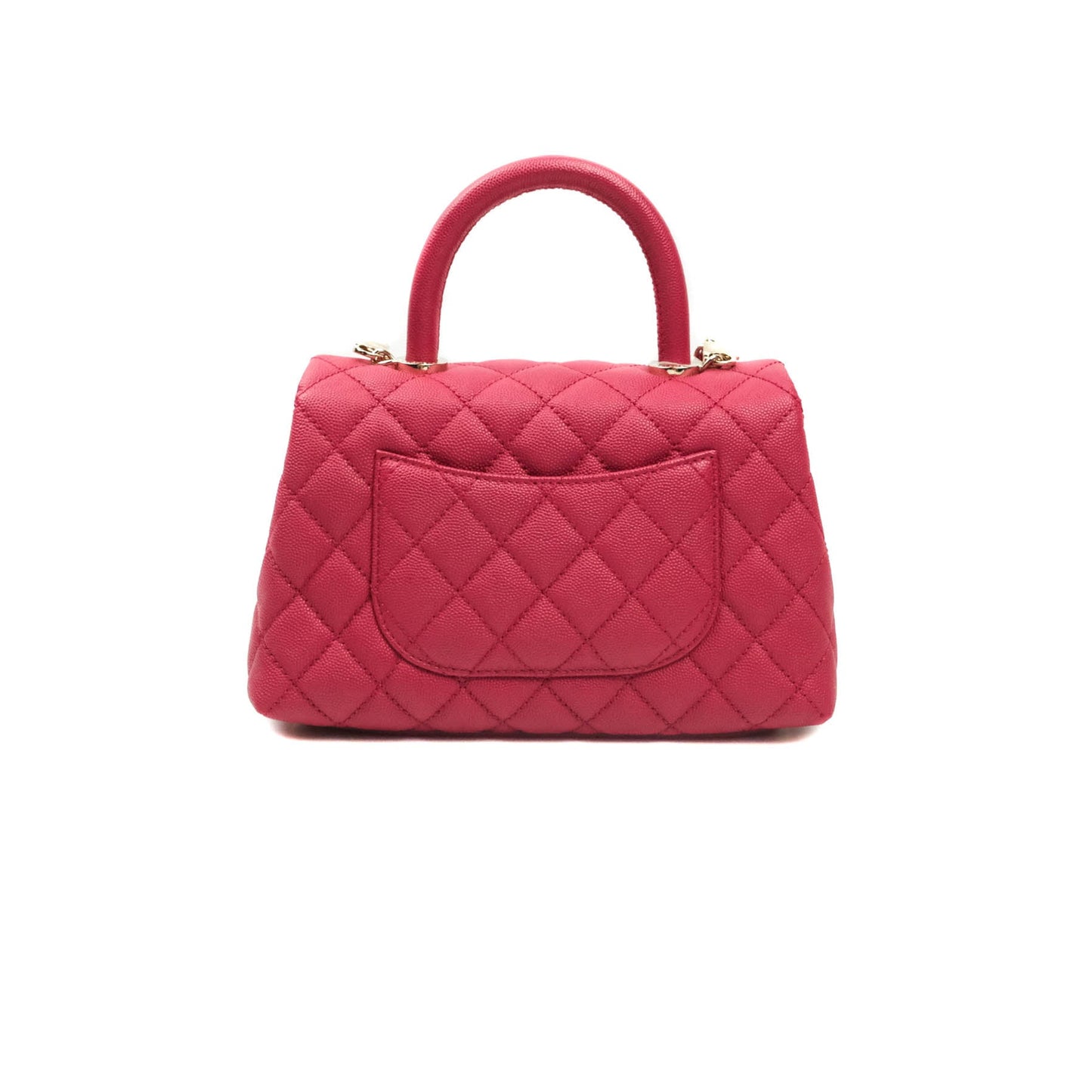 Chanel Small Coco Handle Quilted Caviar Rosy Red Gold Hardware