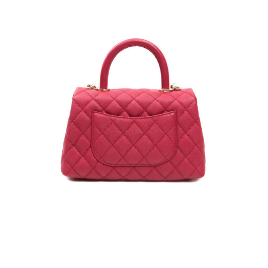 Chanel Small Coco Handle Quilted Caviar Rosy Red Gold Hardware