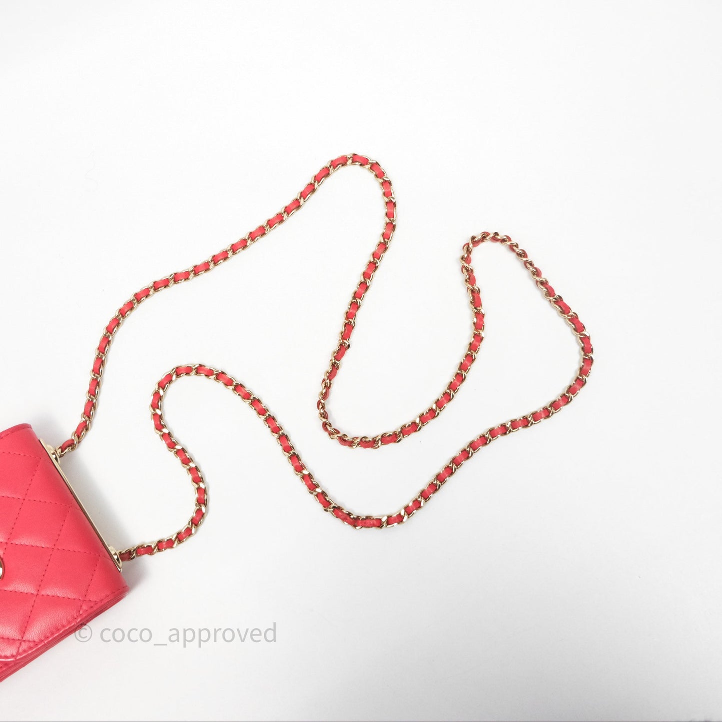 Chanel Mini Quilted Trendy CC Clutch With Chain Red Lambskin Gold Hardware
