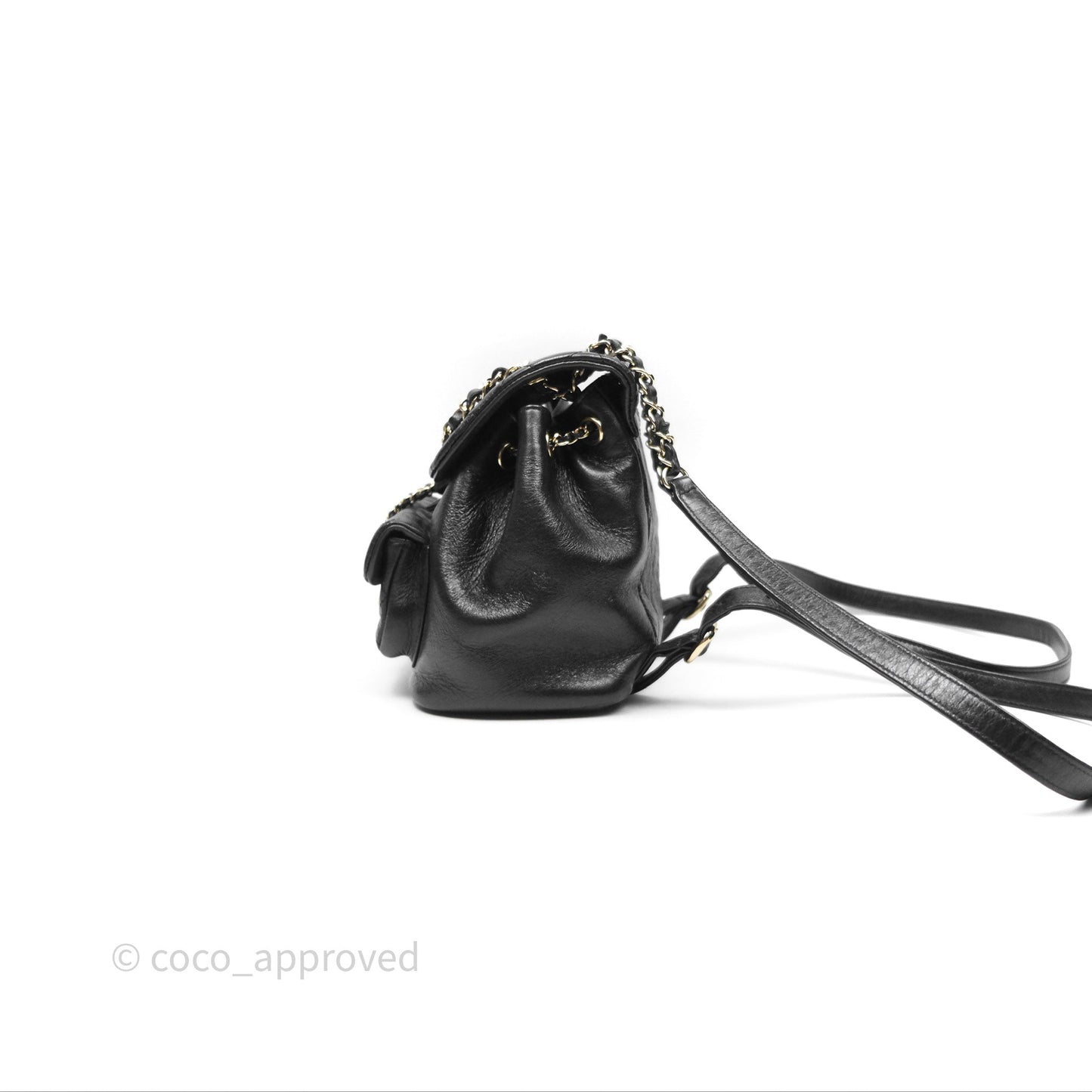 Chanel Quilted Small Duma Drawstring Backpack Black Calfskin Gold Hardware