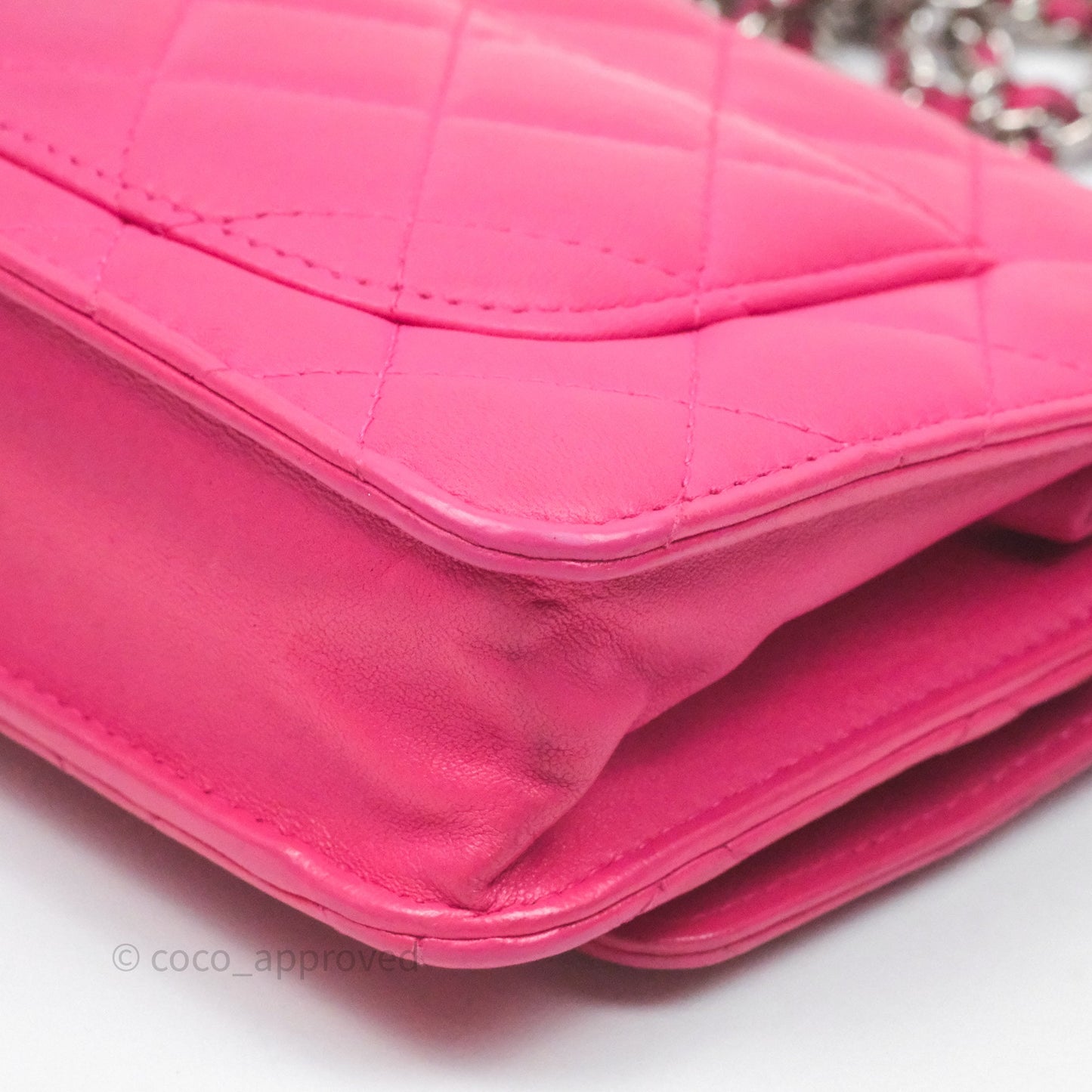 Chanel Quilted Wallet on Chain WOC Pink Lambskin Silver Hardware