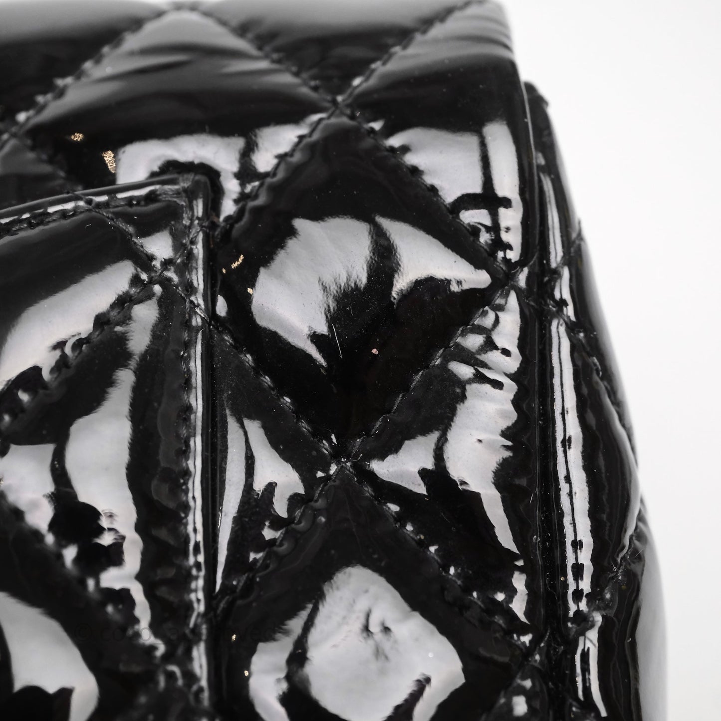 Chanel Quilted Mini Rectangular Flap Black Patent Silver Hardware