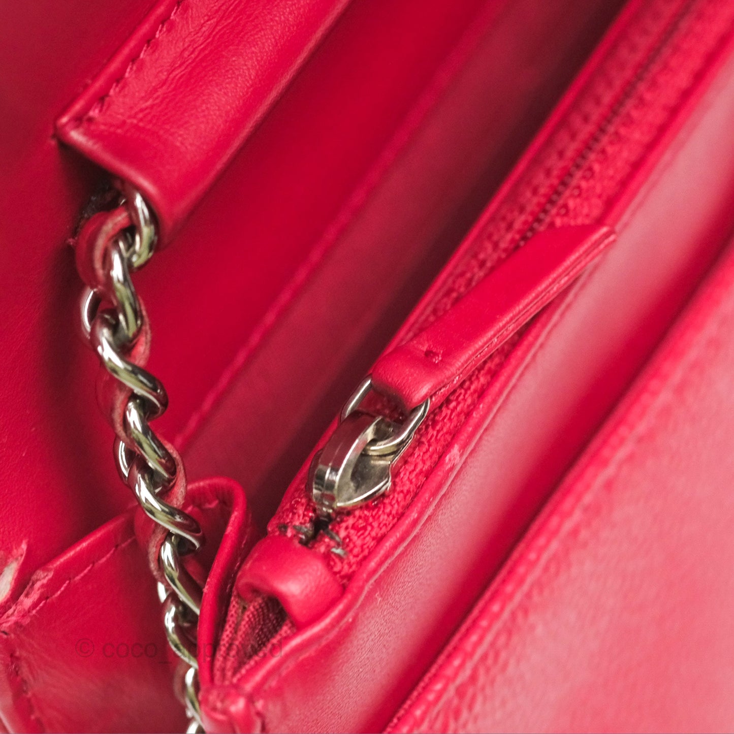 Chanel CC Wallet On Chain WOC Dark Pink Caviar Silver Hardware