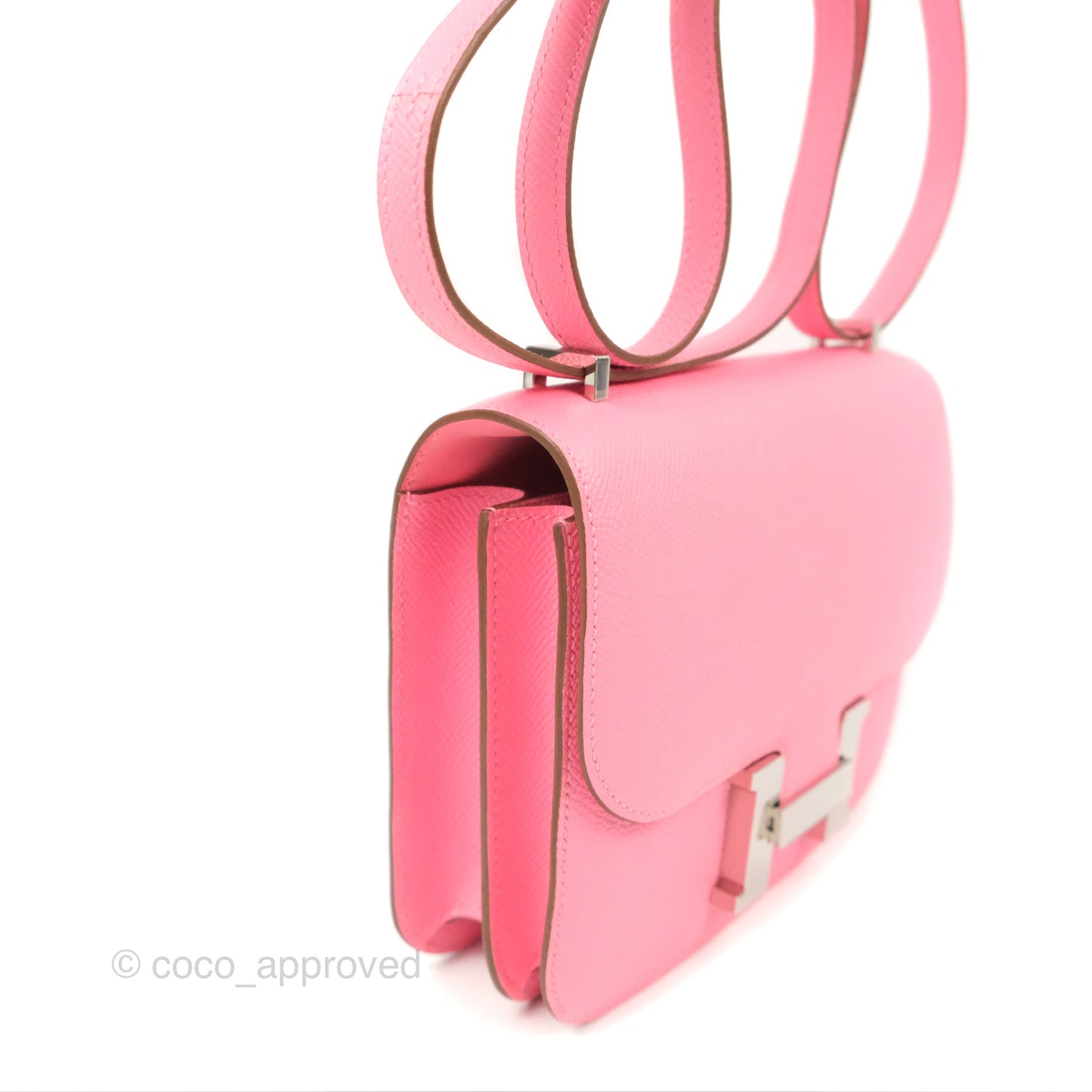 Hermès Constance Mini 18cm Rose d'ete Epsom Palladium Hardware