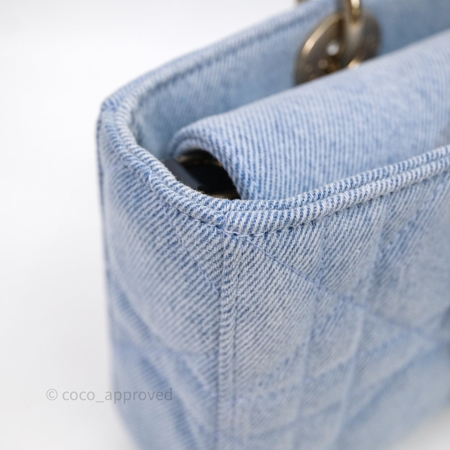Christian Dior Medium Lady D-Joy Bag Denim Cannage Gold Hardware