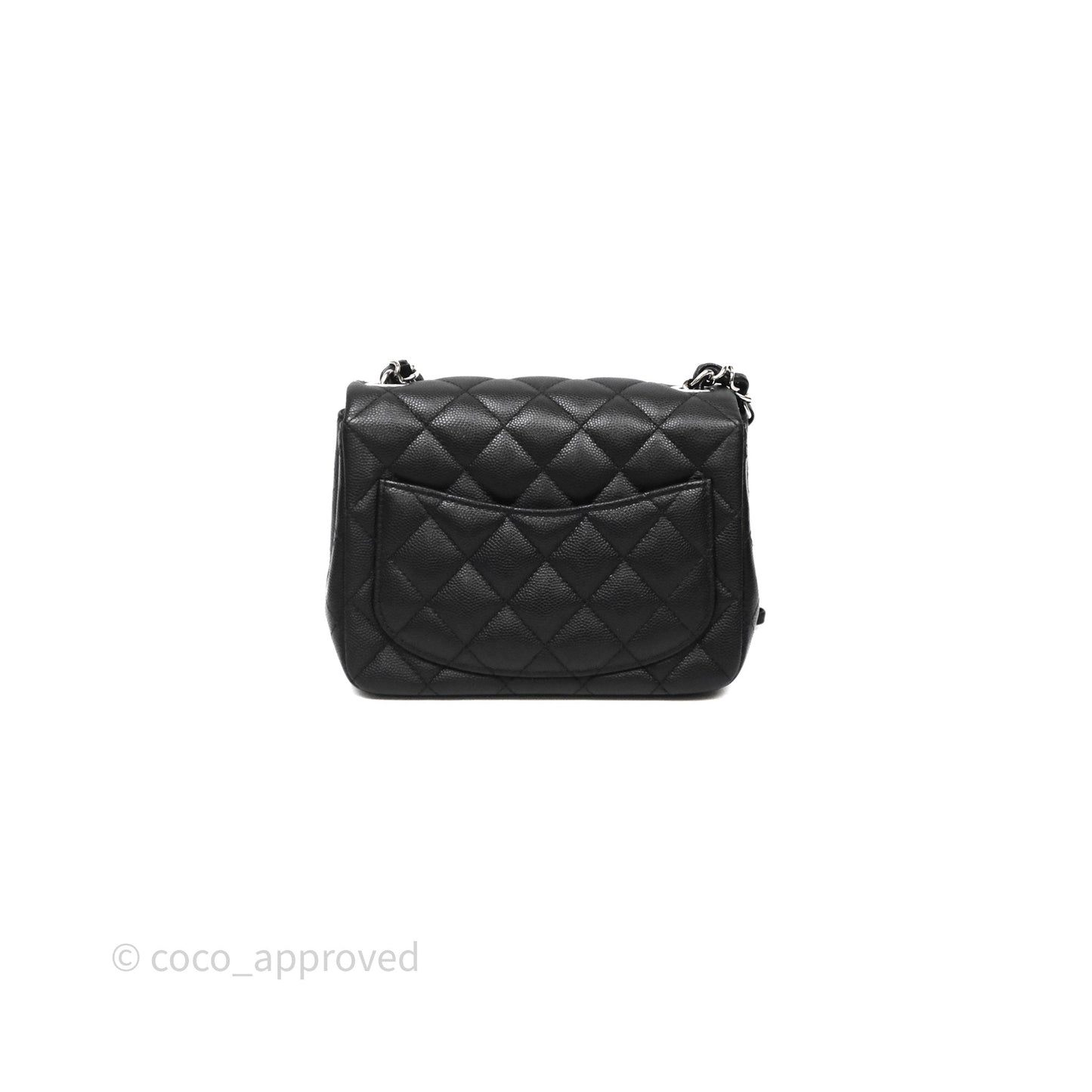 Chanel Mini Square Quilted Black Caviar Silver Hardware