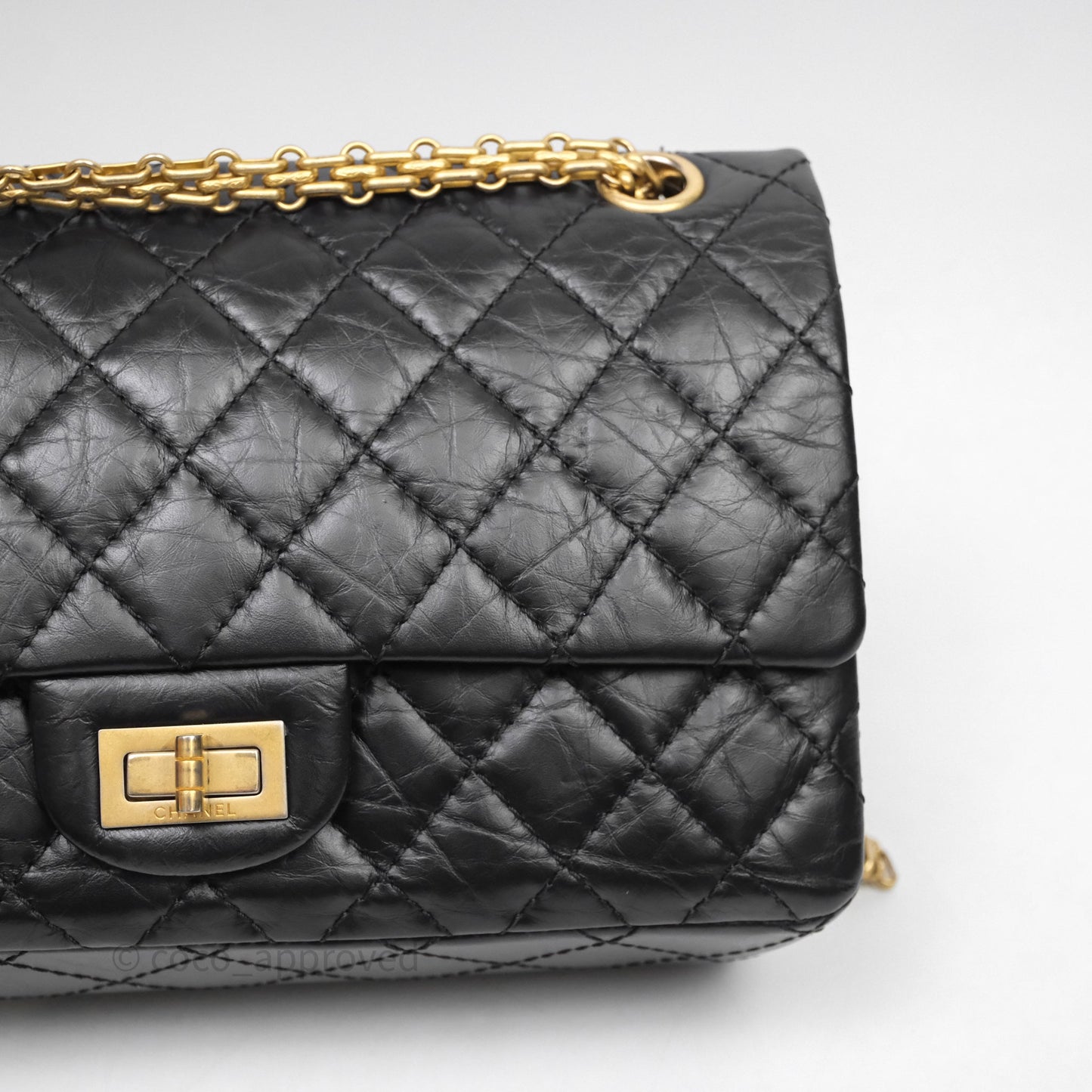 Chanel Reissue 225 Quilted Aged Calfskin Black Aged Gold Hardware