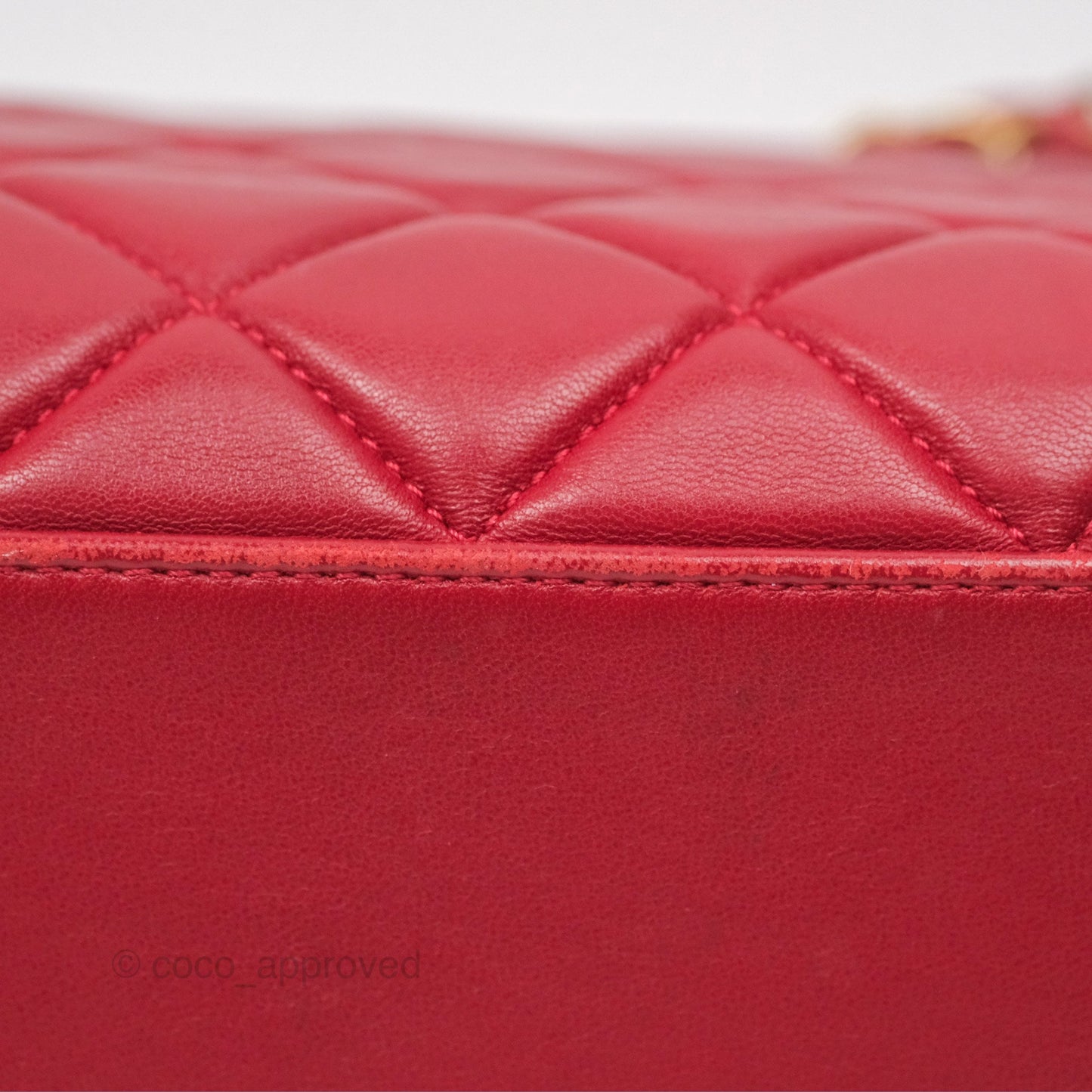 Chanel Tote Bag Red Lambskin Aged Gold Hardware