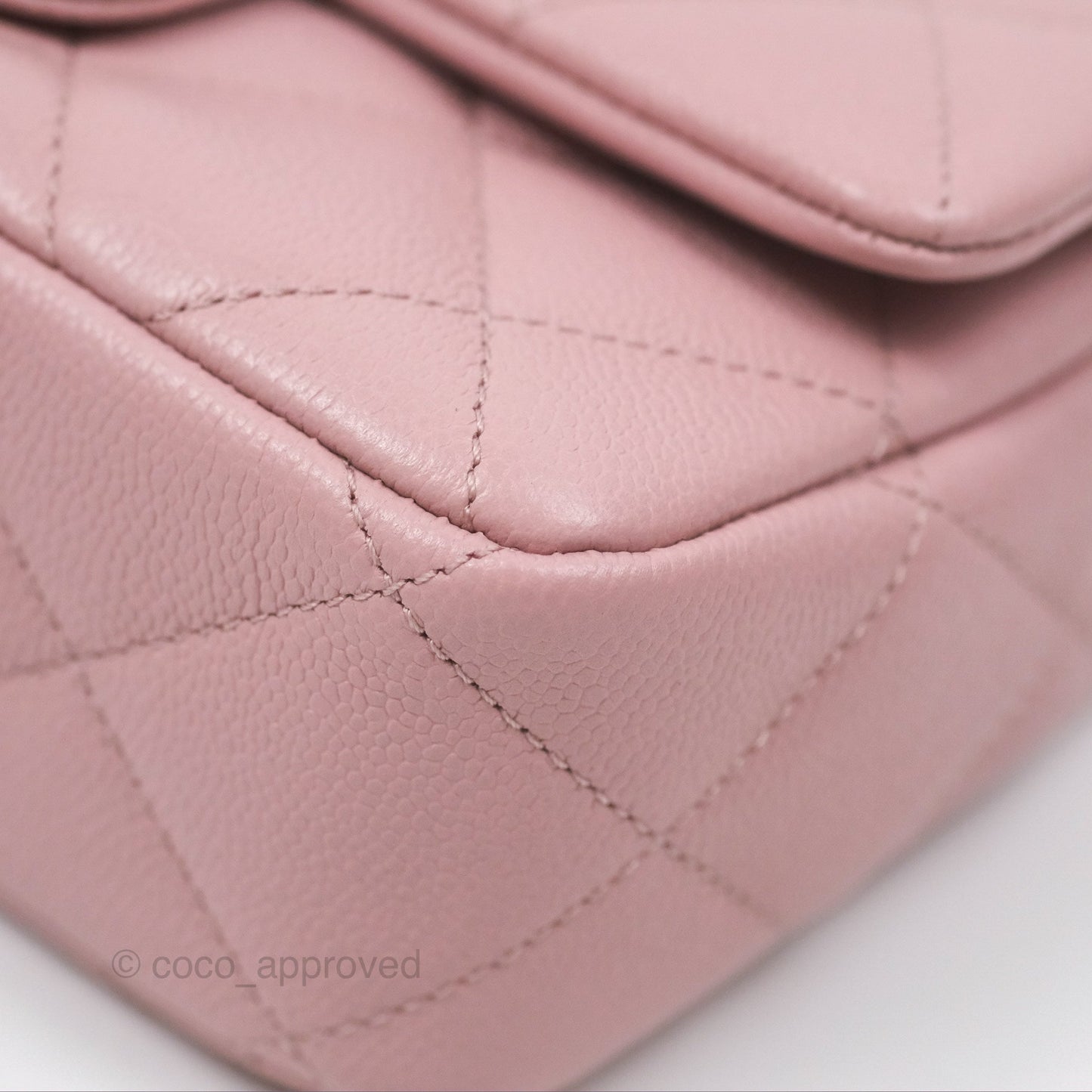 Chanel Mini Flap Bag Heart Adjustable Chain Dusty Pink Caviar Aged Gold Hardware