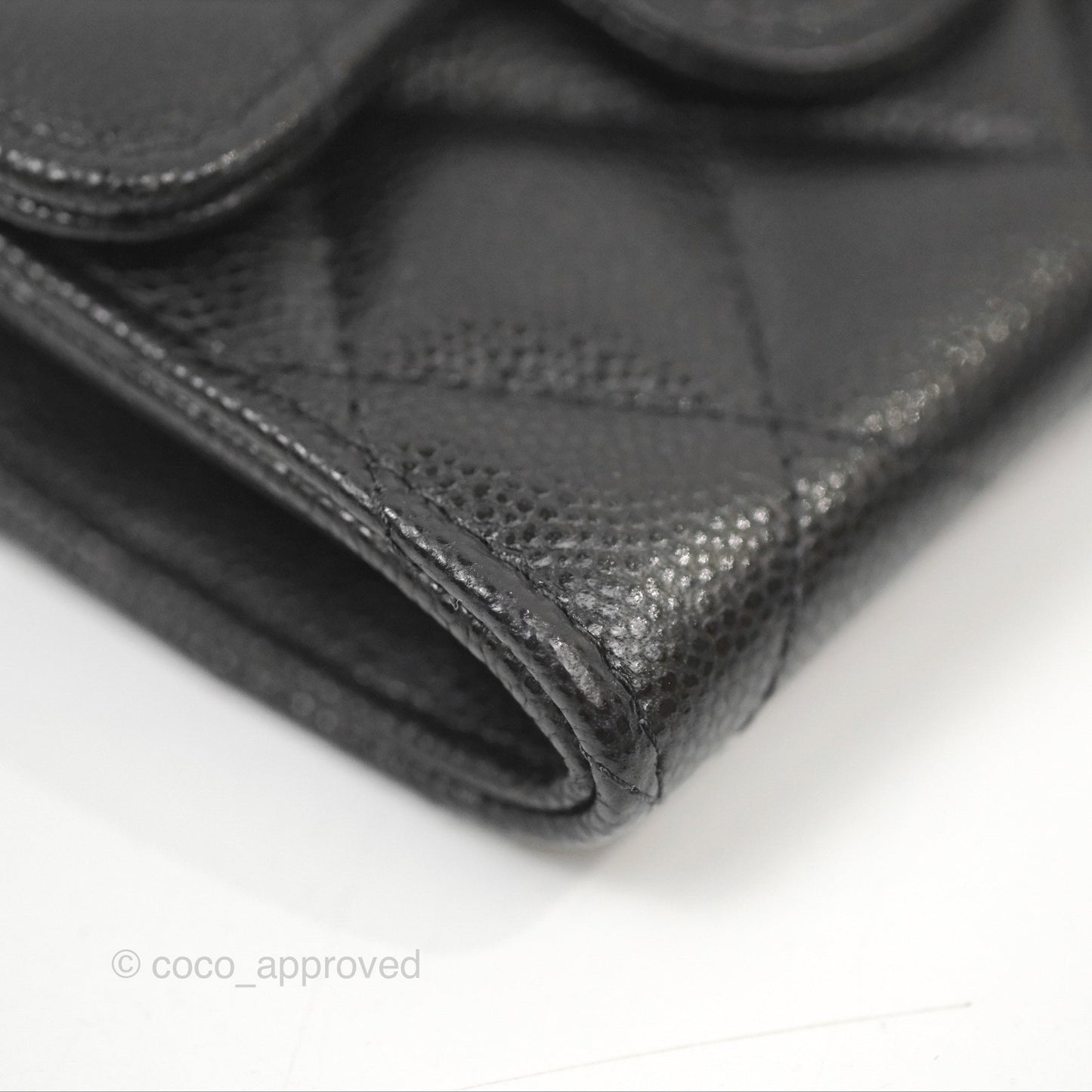 Chanel Caviar Quilted Flap Card Holder Black Gold Hardware