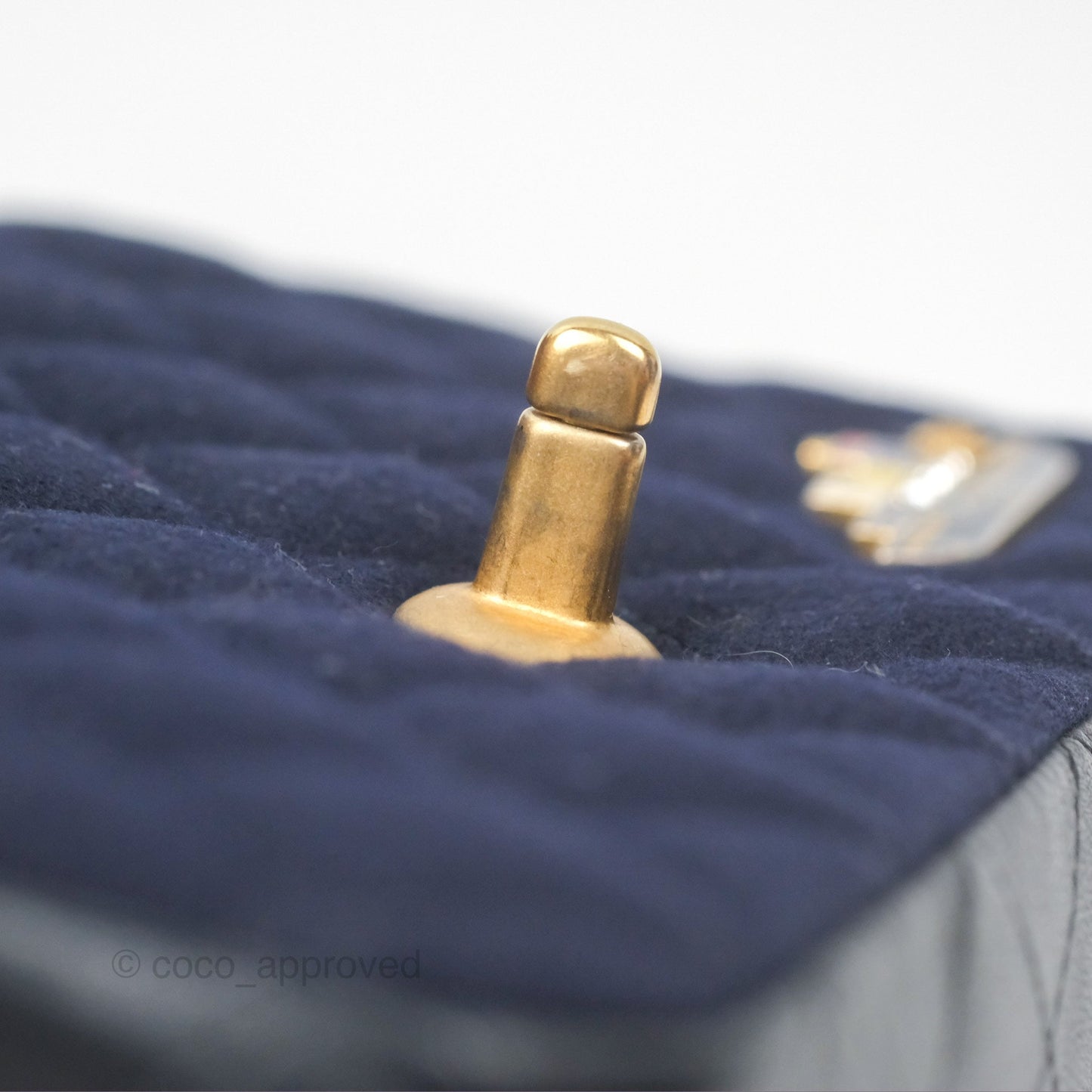 Chanel Mini Charms Rectangular Flap Navy Wool Aged Gold Hardware 18C