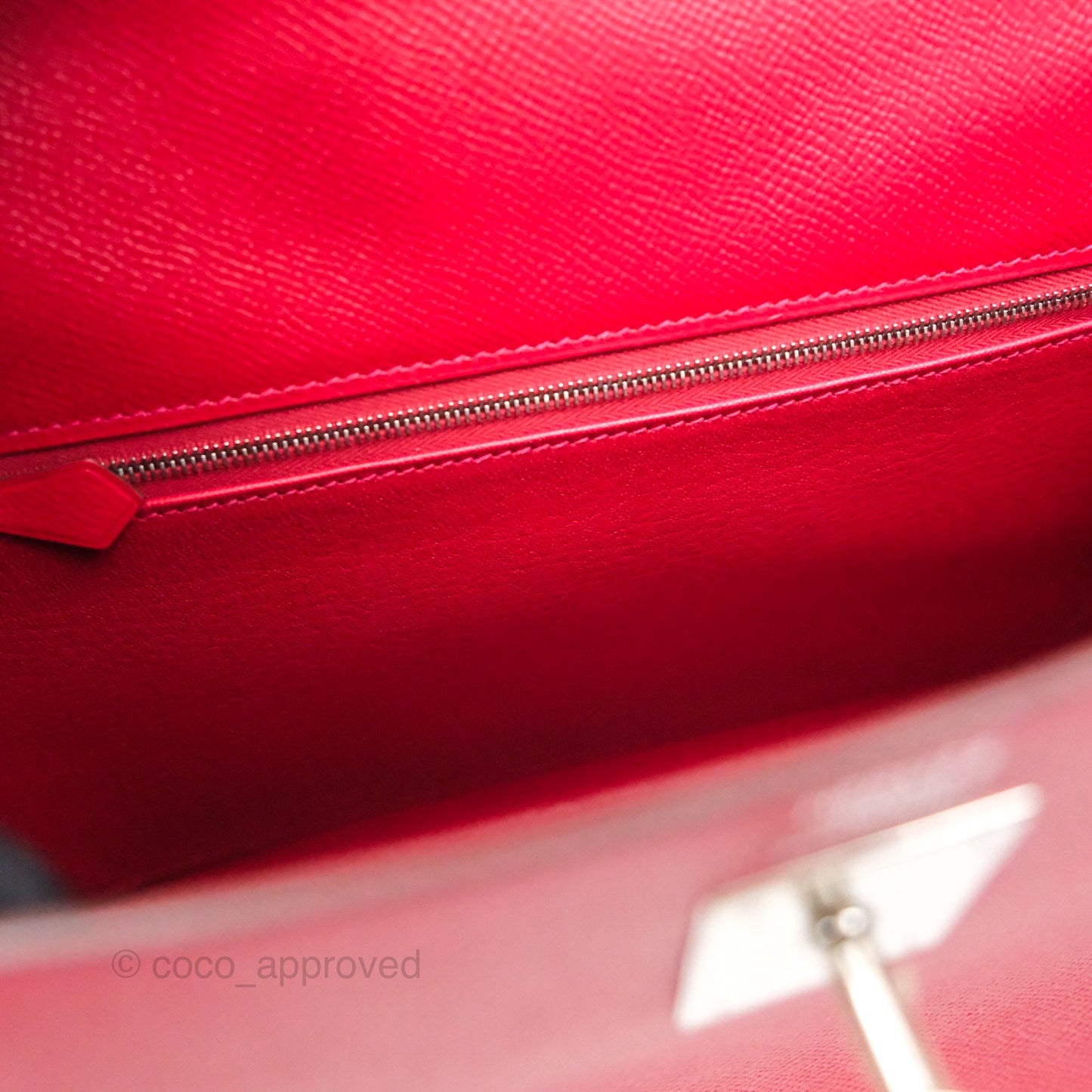 Hermès Kelly 32 Sellier Rouge Casaque Q5 Epsom Palladium Hardware