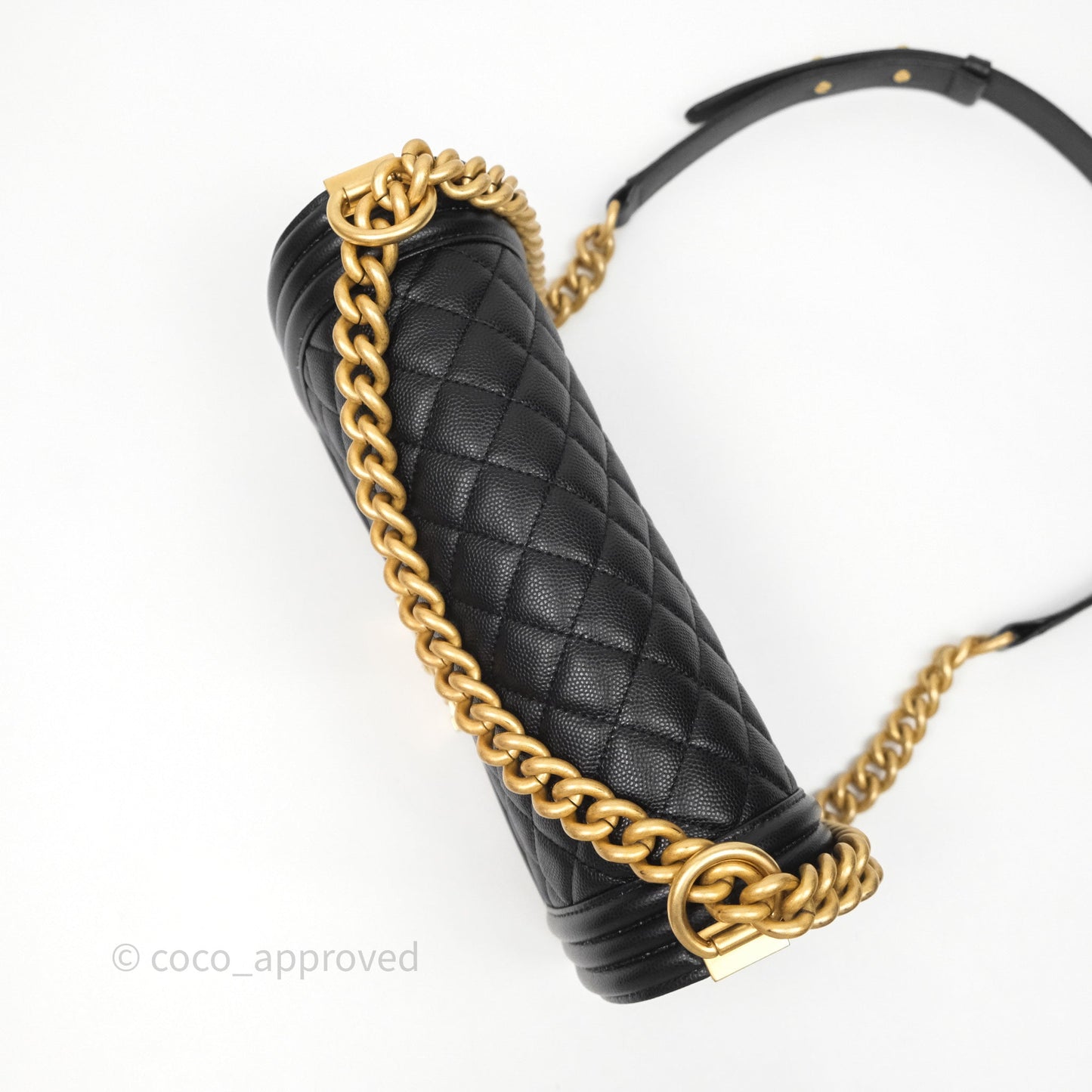Chanel Medium Boy Quilted Black Caviar Aged Gold Hardware