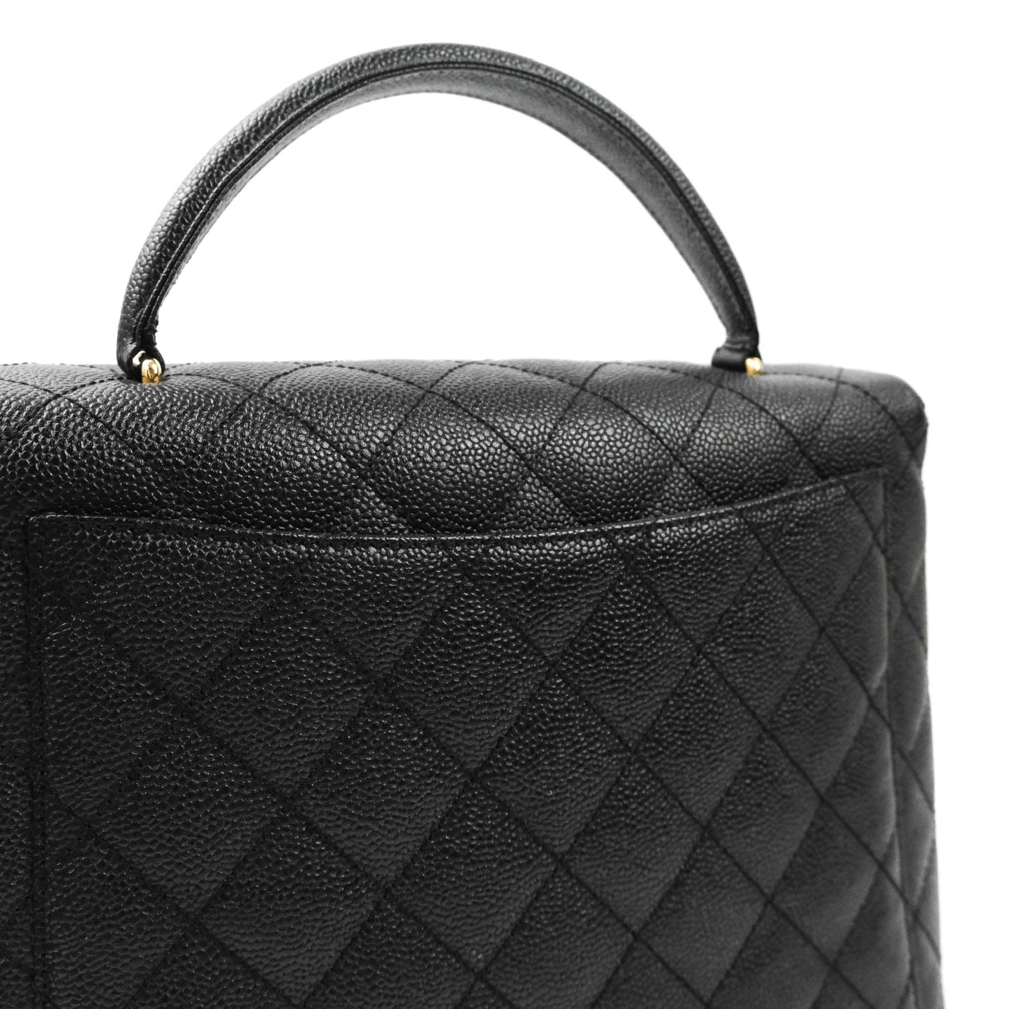 Chanel Kelly Quilted Flap Tote Black Caviar 24K Gold Hardware