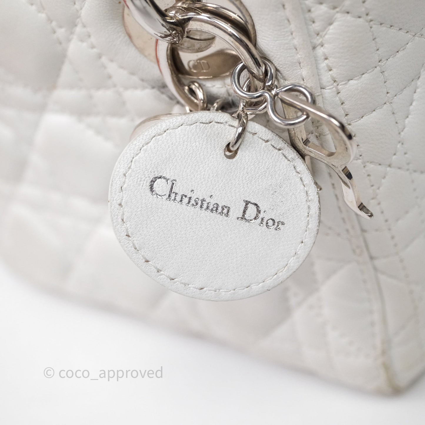 Christian Dior Cannage Mini Lady Dior White Silver Hardware