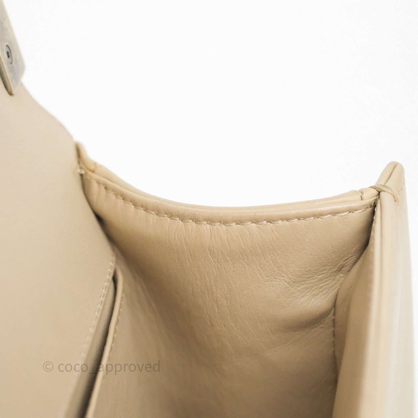 Chanel Small Boy Stingray Beige Antique Gold Hardware