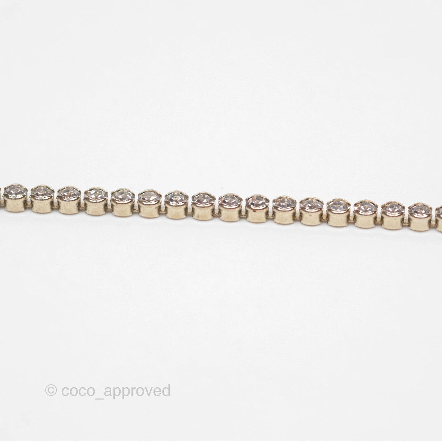 Chanel CC Crystal Chain Choker Necklace Gold Tone 21S