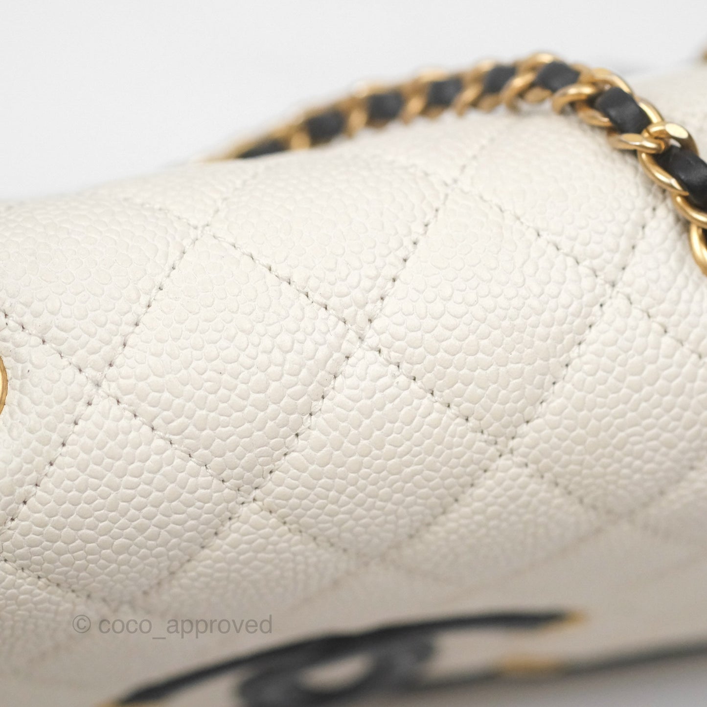 Chanel Small CC Filigree Flap Quilted Ivory Caviar
