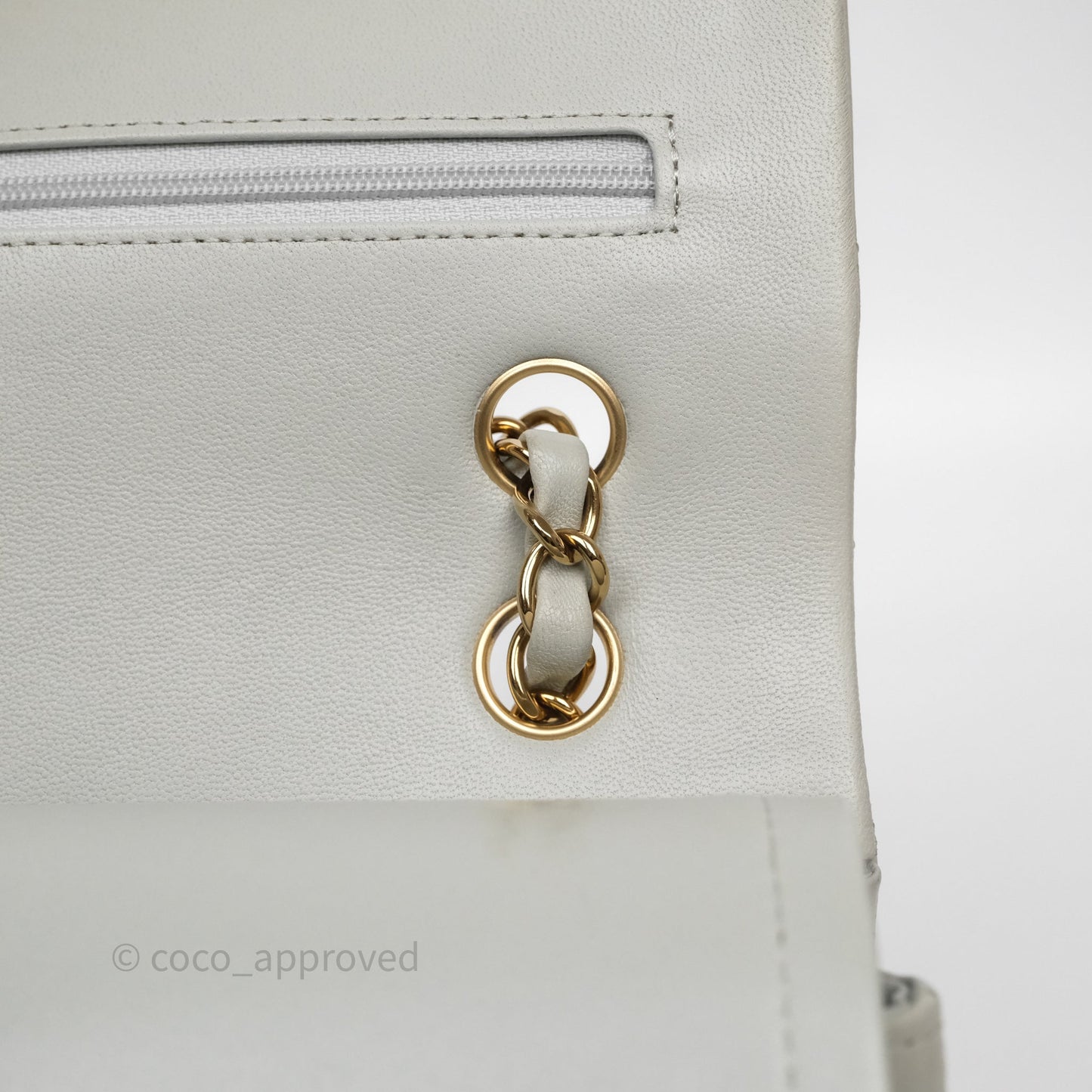 Chanel Small Classic Flap Quilted Grey Lambskin Gold Hardware