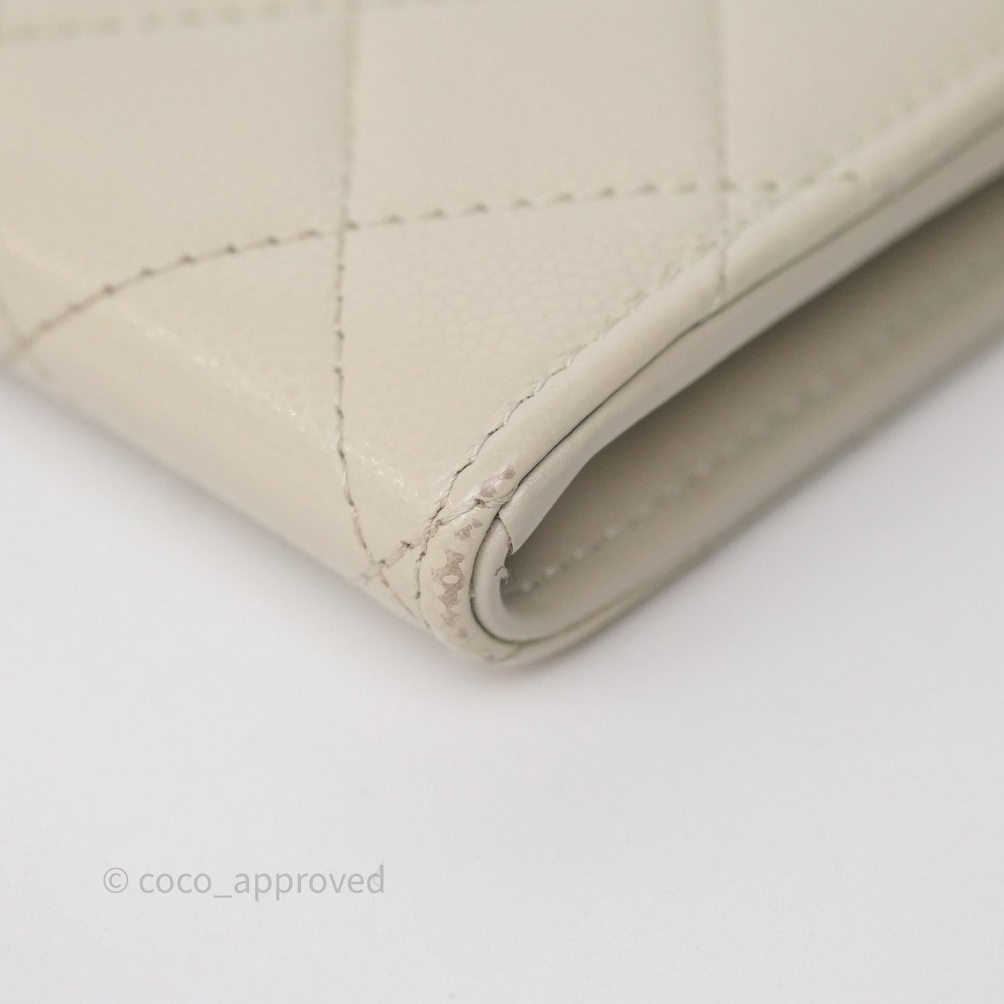 Chanel Zipper Card Holder Wallet Light Grey Caviar Gold Hardware