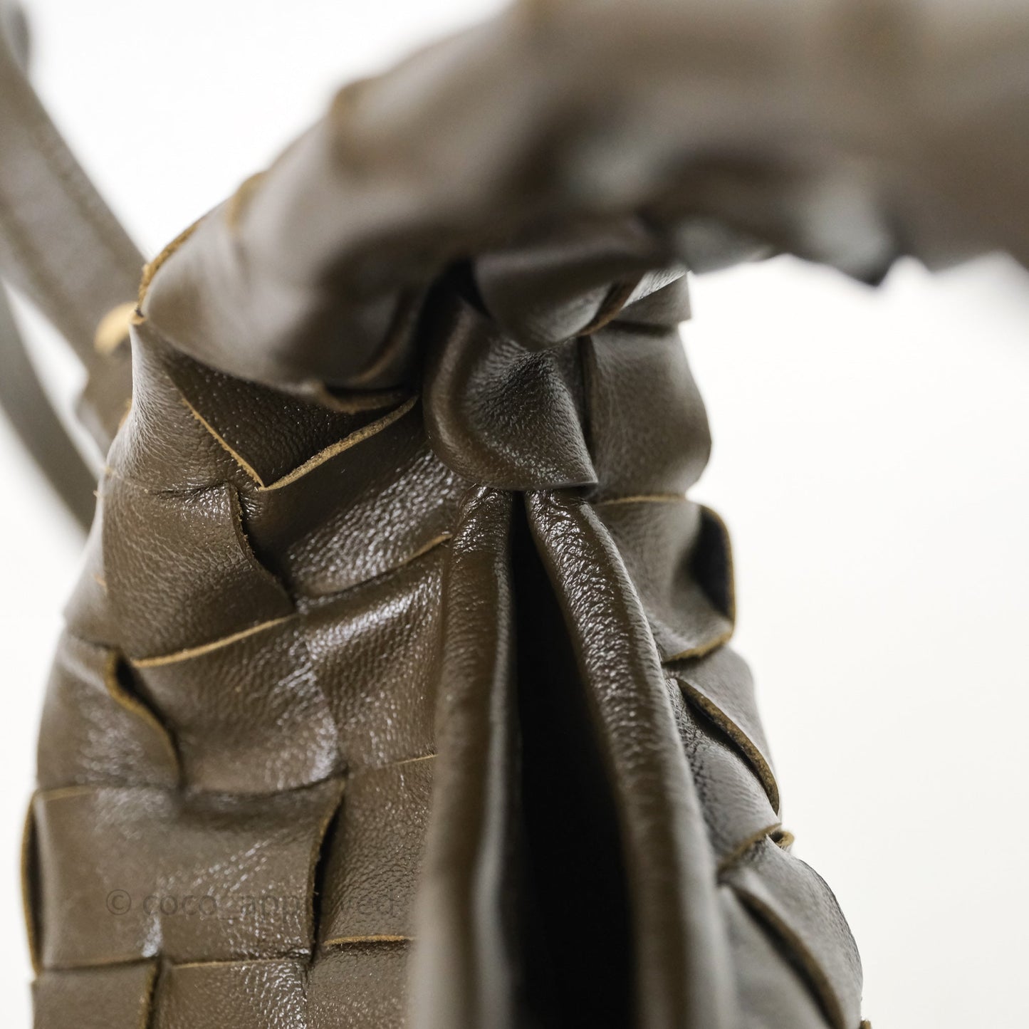 Bottega Veneta Mini Hop Khaki Intrecciato Leather