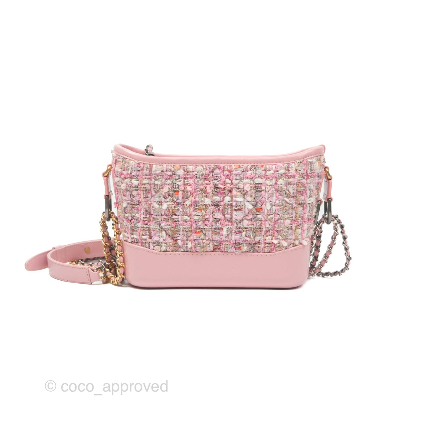 Chanel Small Gabrielle Hobo Quilted Pink Tweed Aged Calfskin