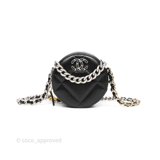 Chanel 19 Round Clutch With Chain Black Mixed Hardware