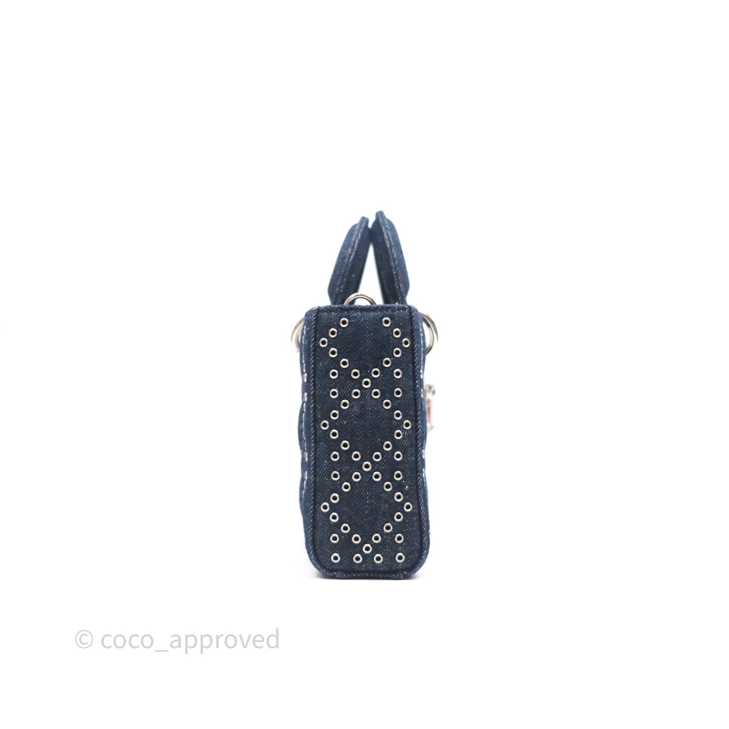 Christian Dior Medium Lady D-Joy Denim Eyelet Silver Hardware