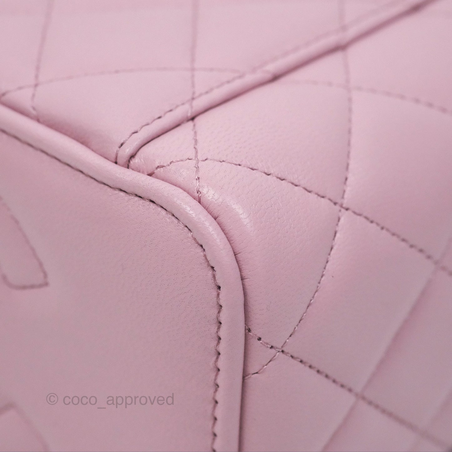 Chanel Vanity Rectangular Top Handle Lilac Pink Lambskin Gold Hardware