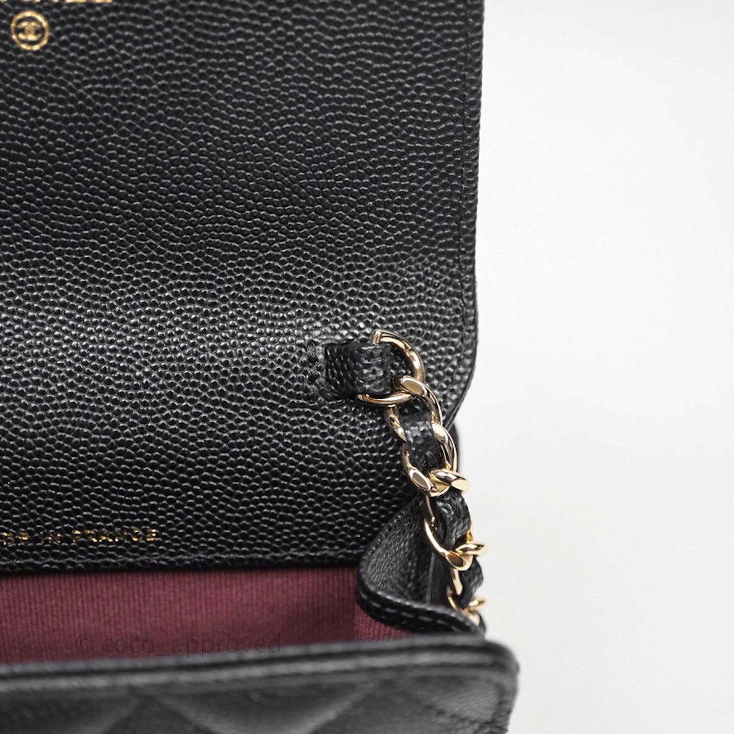 Chanel Quilted Mini Wallet on Chain WOC Black Caviar Gold Hardware